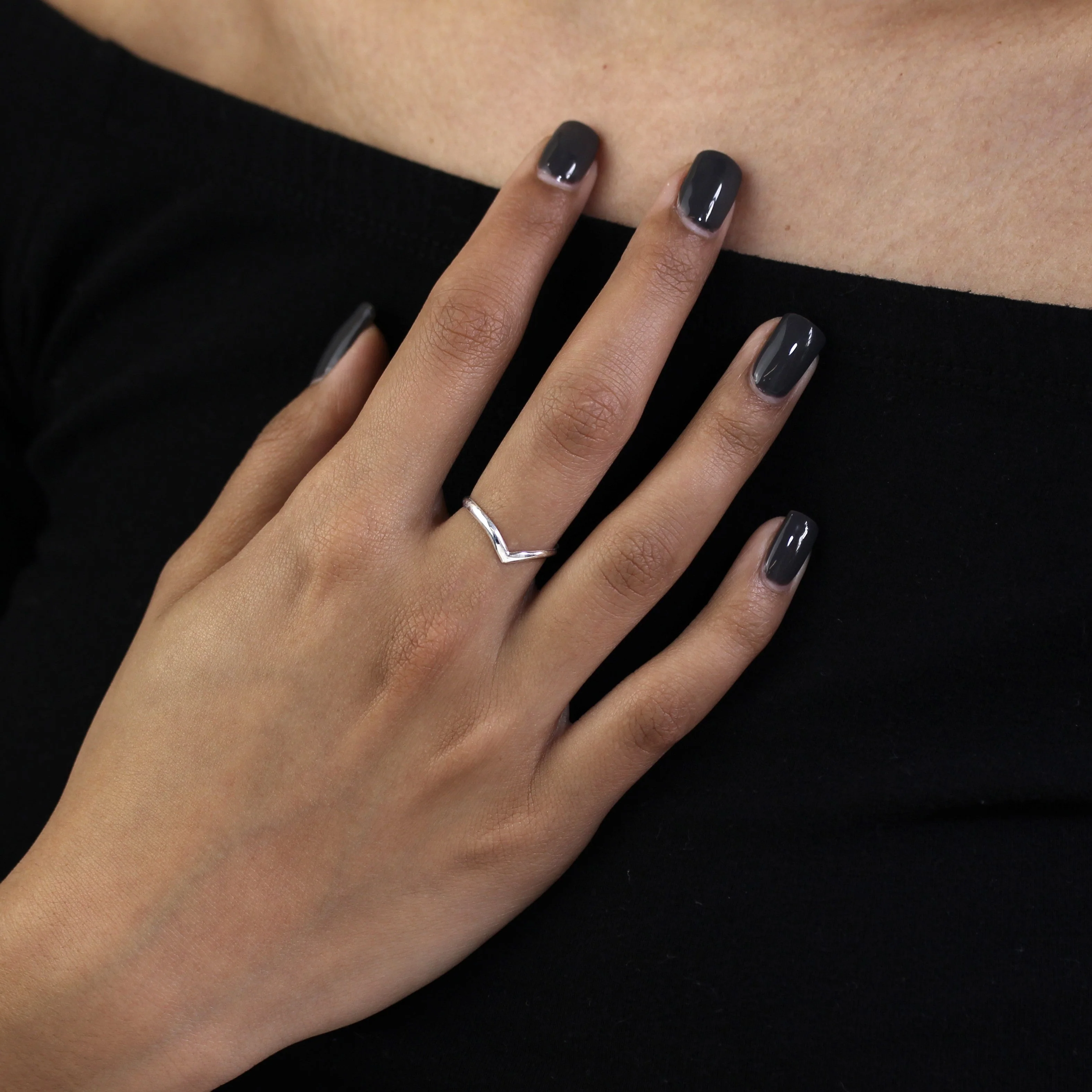 Sterling Silver 2mm Simple Wishbone Stacking Ring Size I-U - Image 2
