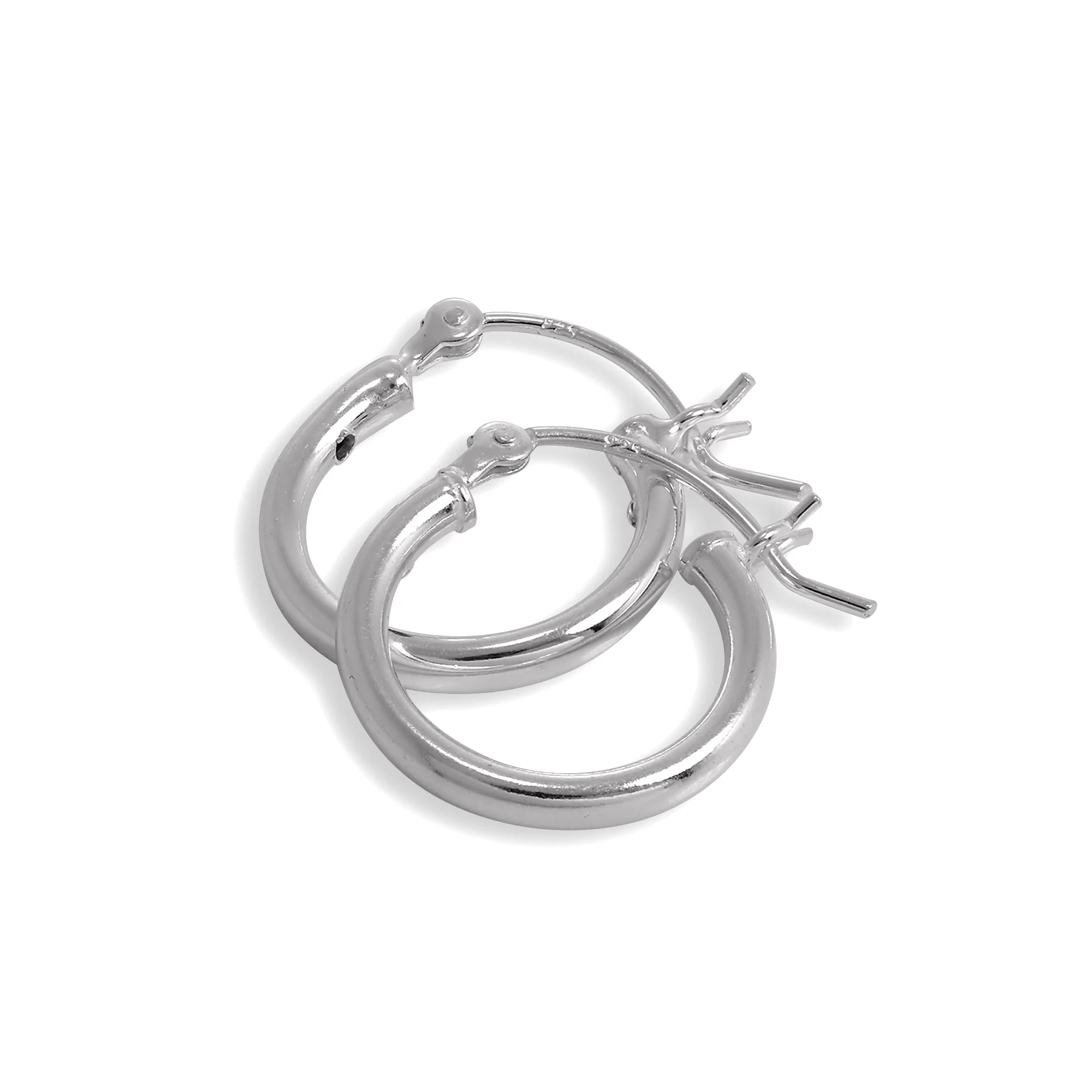 Sterling Silver 2mm Tube Sleeper Hoop Earrings 12mm - 80mm - Image 6