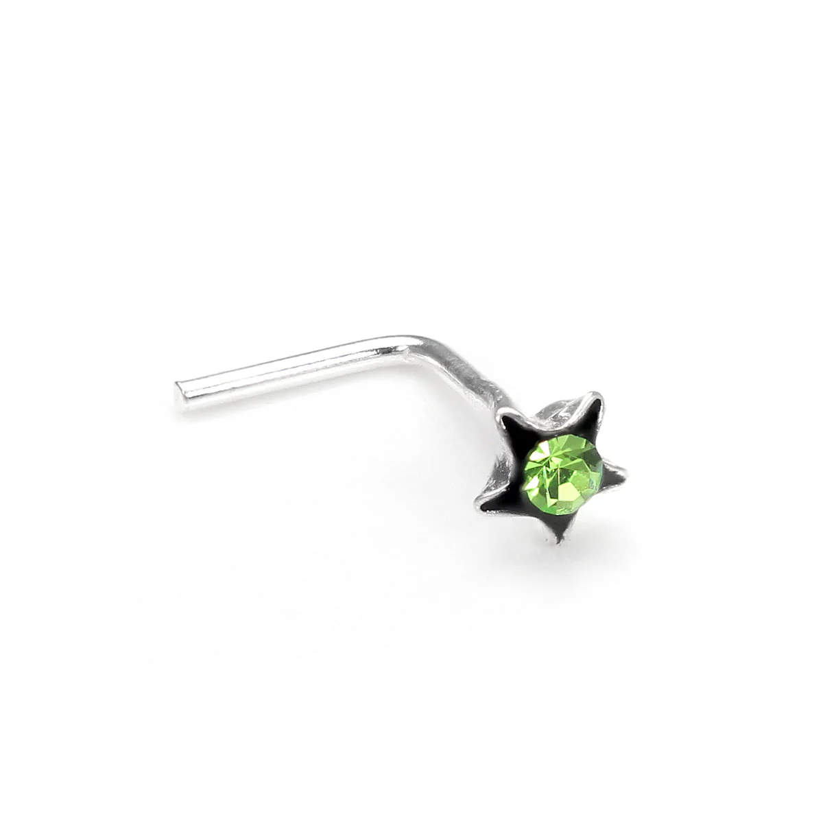 Sterling Silver 3mm Crystal Flower L Shaped Nose Studs - Image 3