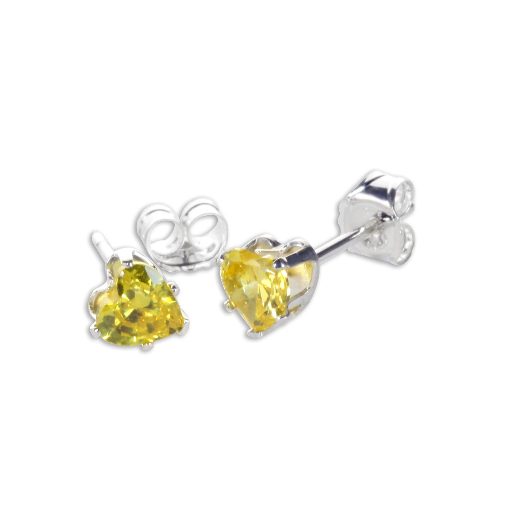 Sterling Silver 4mm Heart CZ Stud Earrings - Image 10