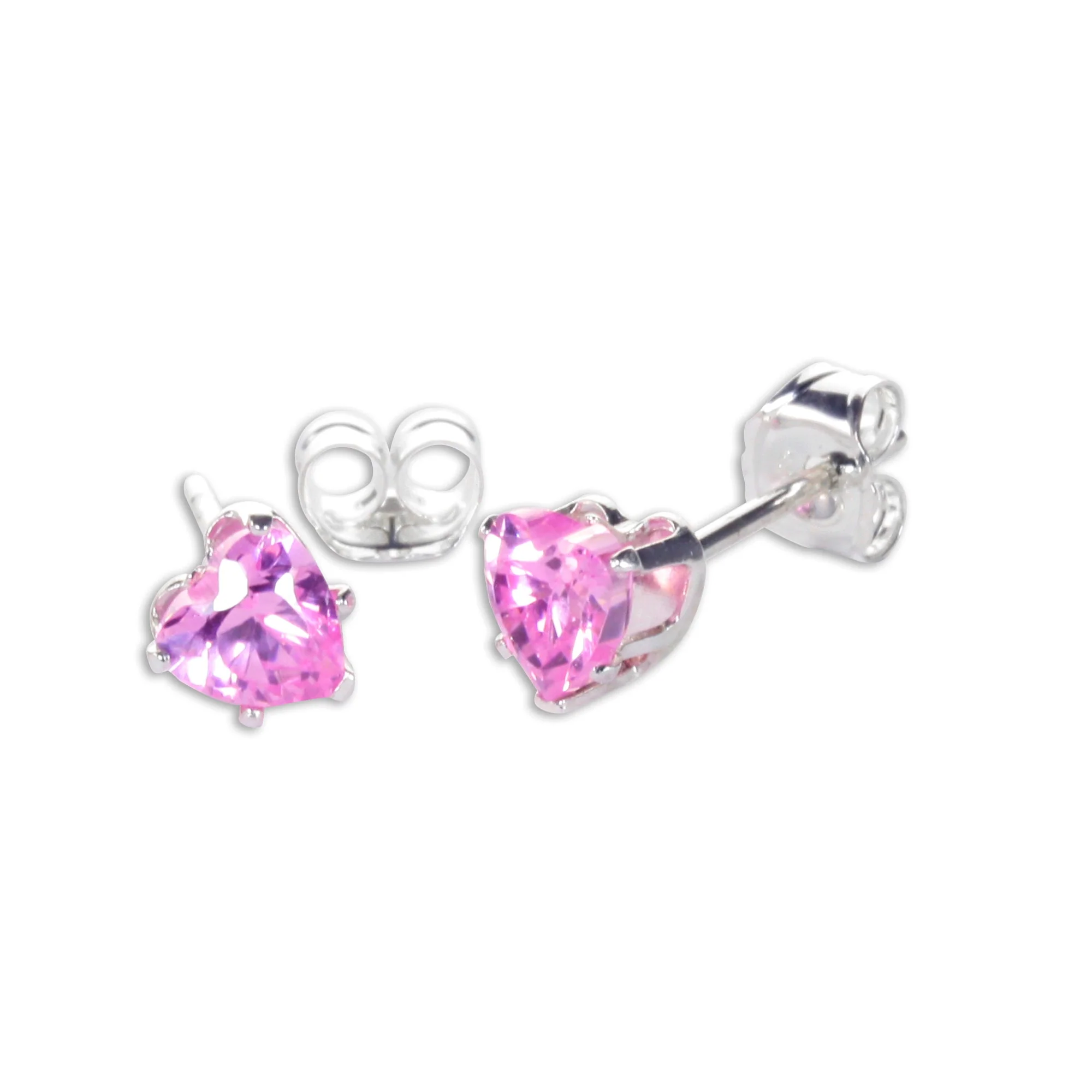 Sterling Silver 4mm Heart CZ Stud Earrings - Image 13