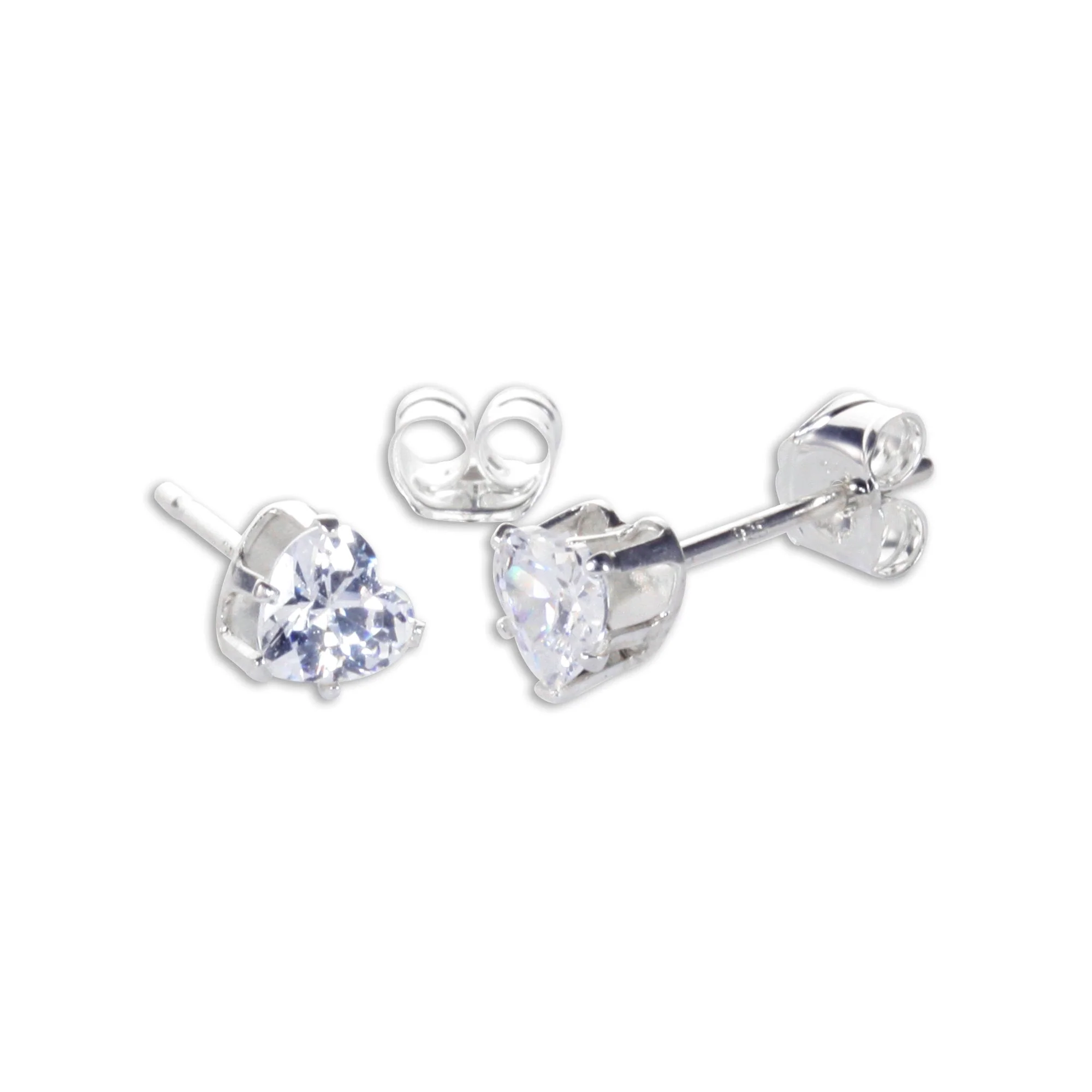 Sterling Silver 4mm Heart CZ Stud Earrings - Image 14