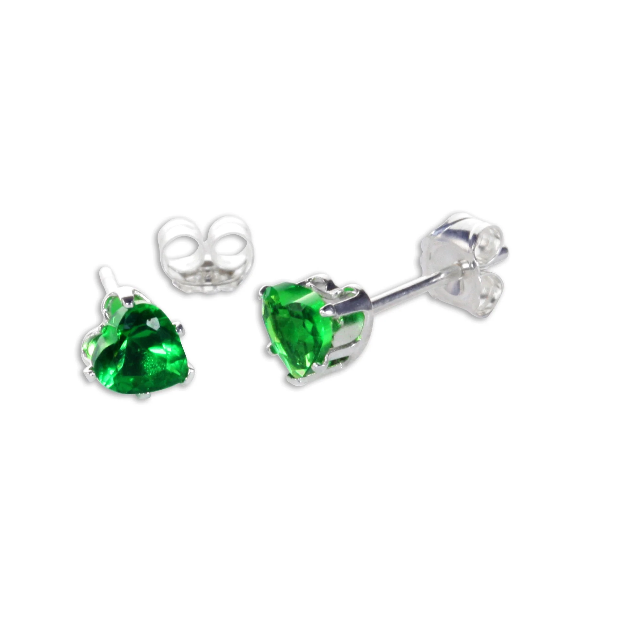 Sterling Silver 4mm Heart CZ Stud Earrings - Image 15