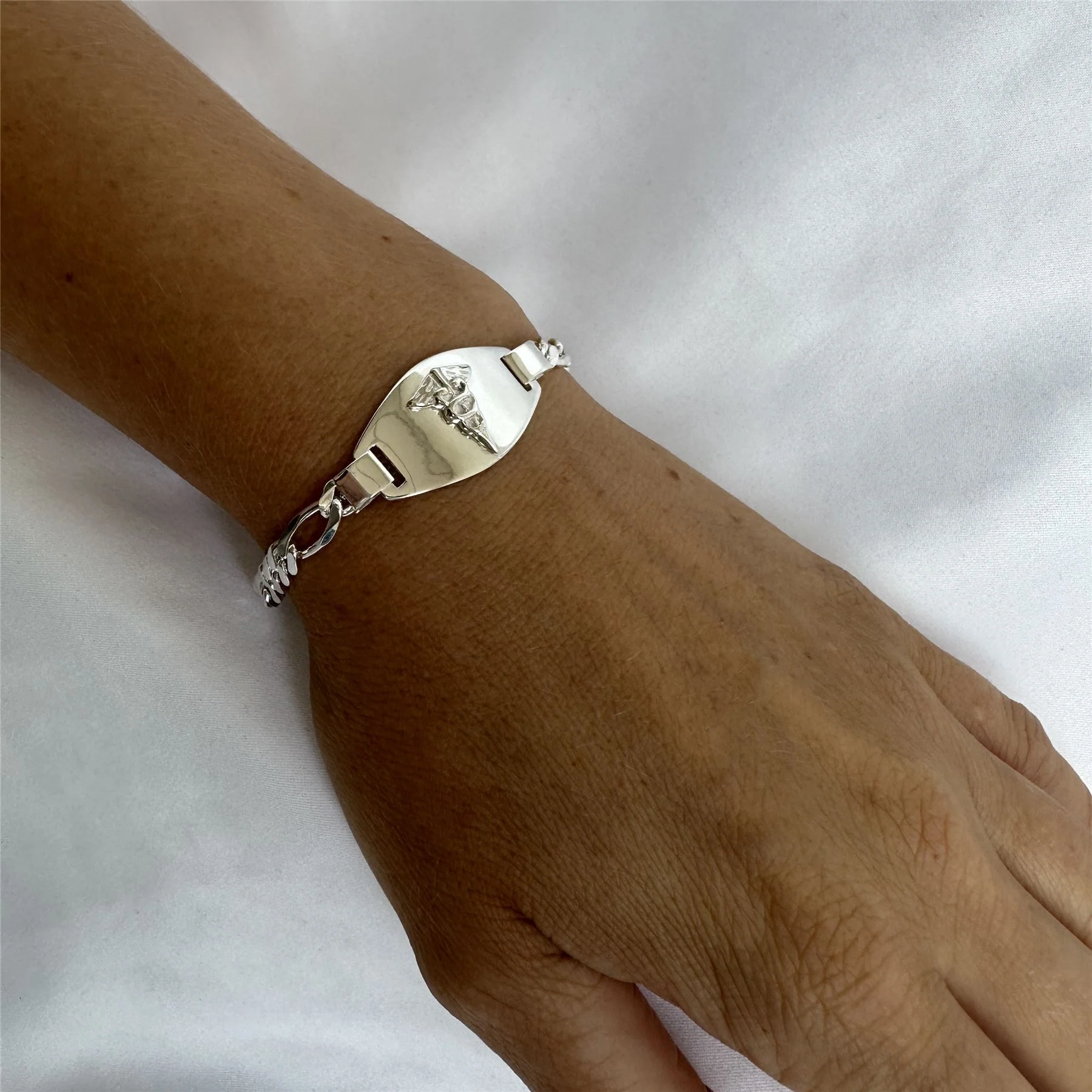 Sterling Silver 6mm Curb Engravable Medical Alert Bracelet 7.5 Inches - Image 2
