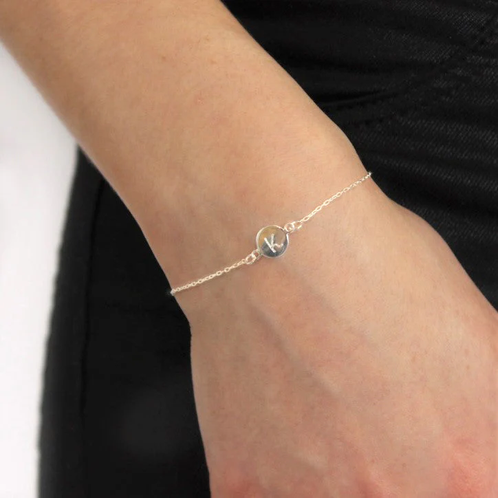 Sterling Silver 7 Inch Bracelet w Engravable Circle - Image 3