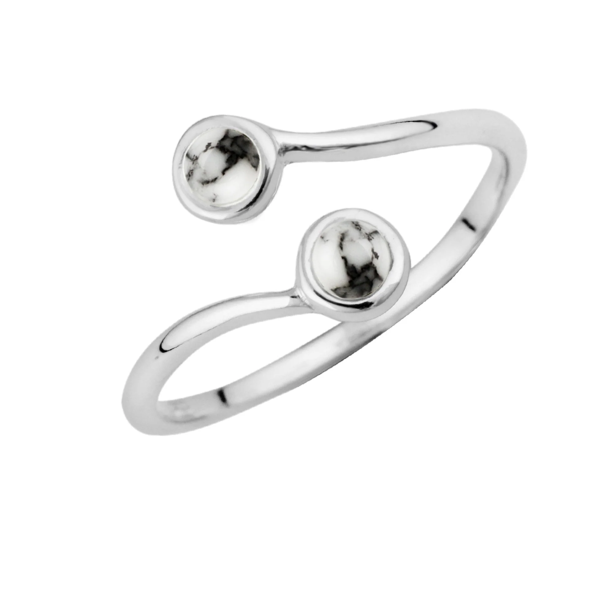 Sterling Silver Adjustable Double Stone Ring - Image 5