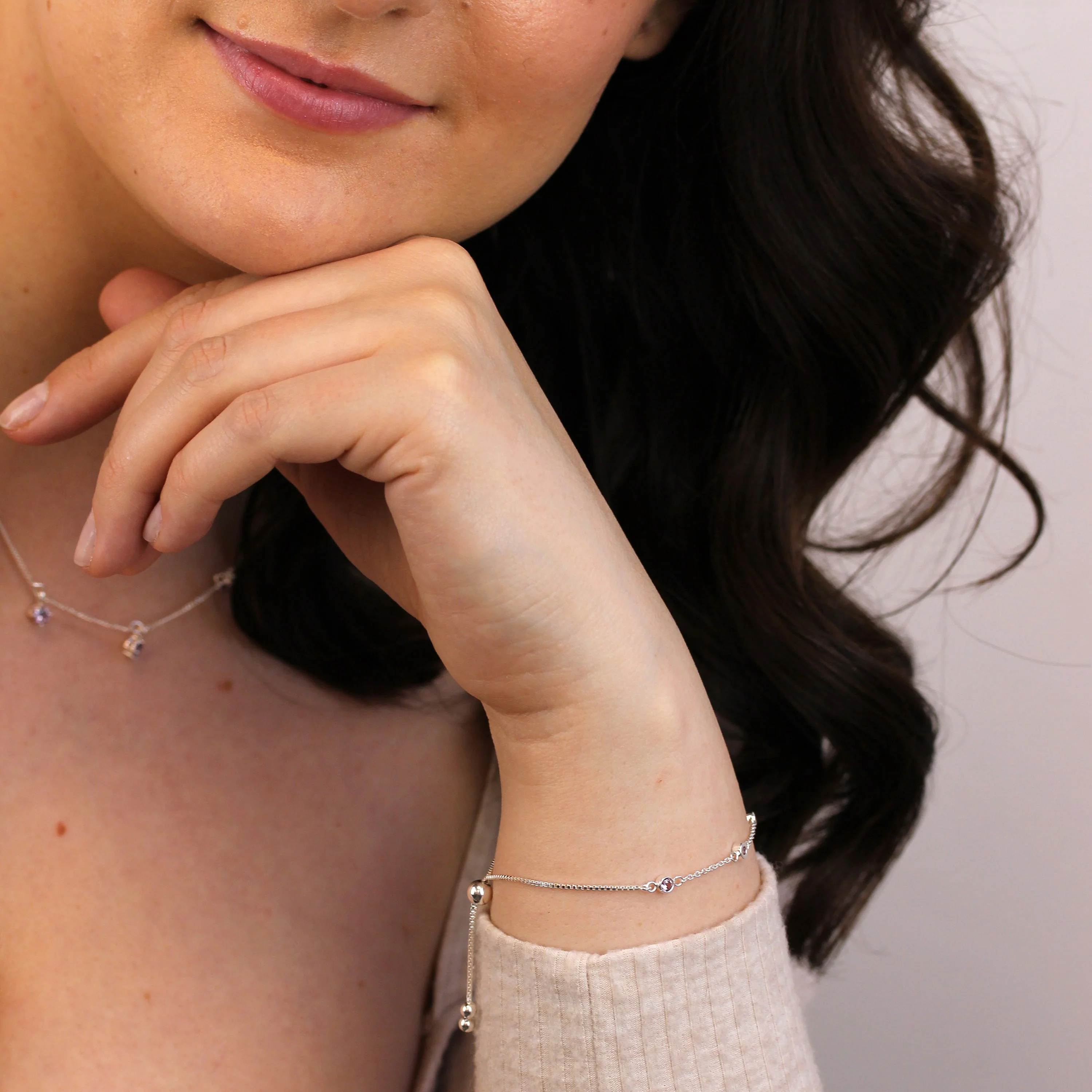 Sterling Silver Alexandrite CZ June Adjustable Bracelet - Image 2