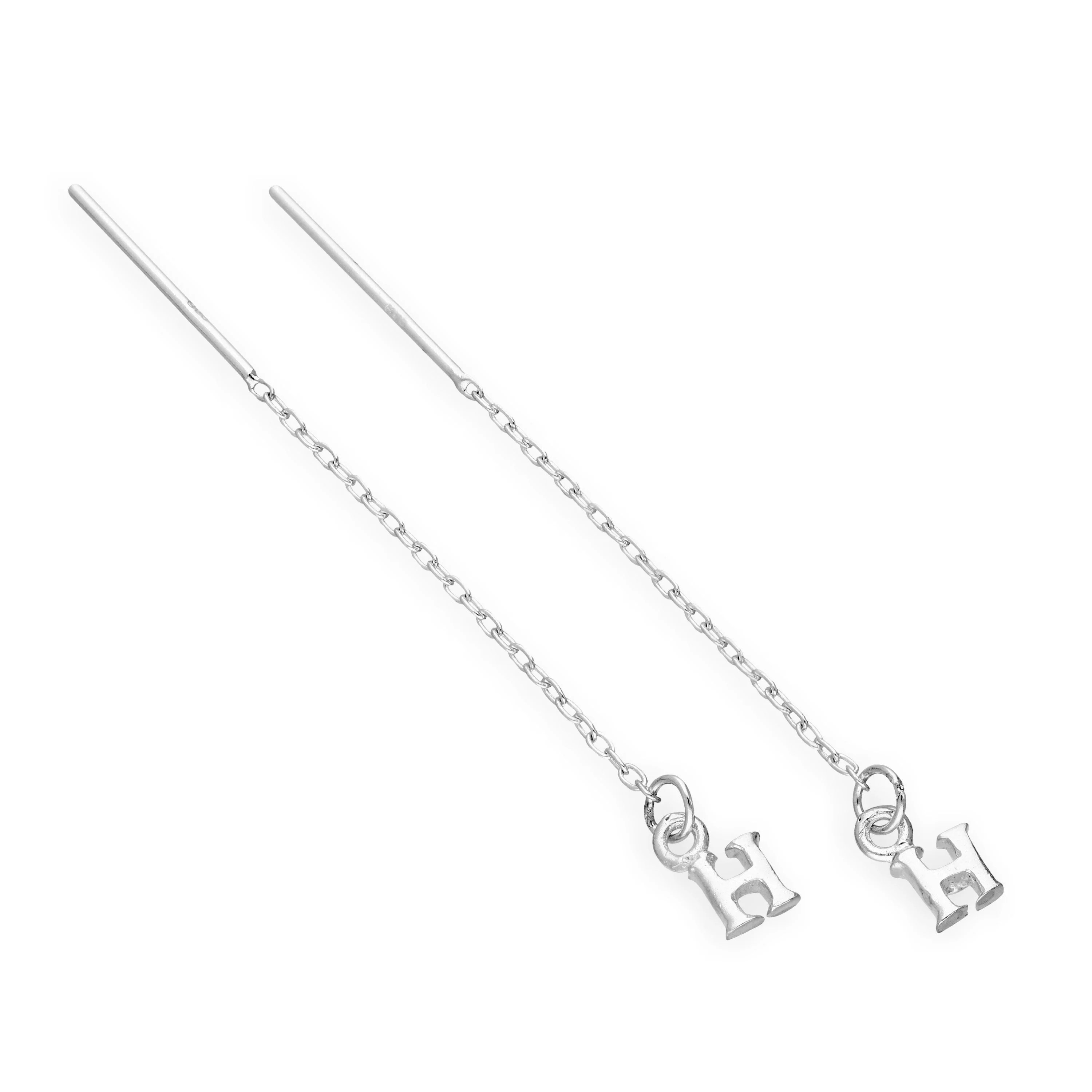 Sterling Silver Alphabet Letter Pull Through Earrings A - Z - Image 14