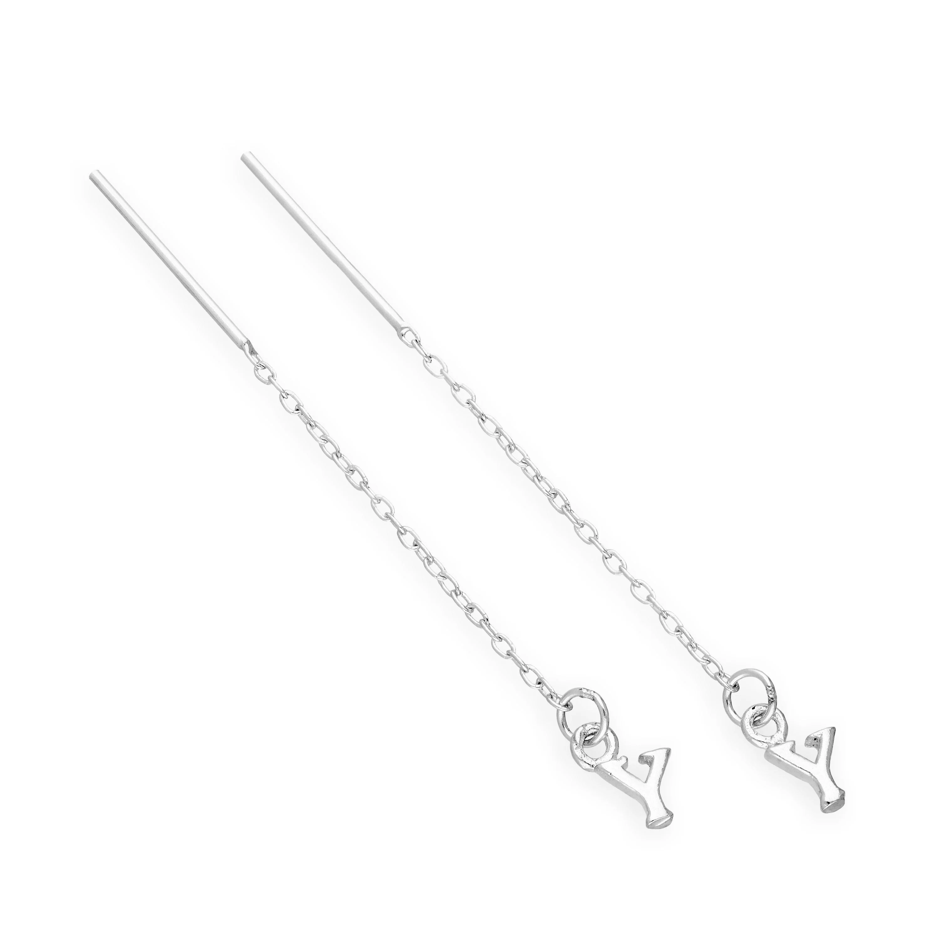 Sterling Silver Alphabet Letter Pull Through Earrings A - Z - Image 15