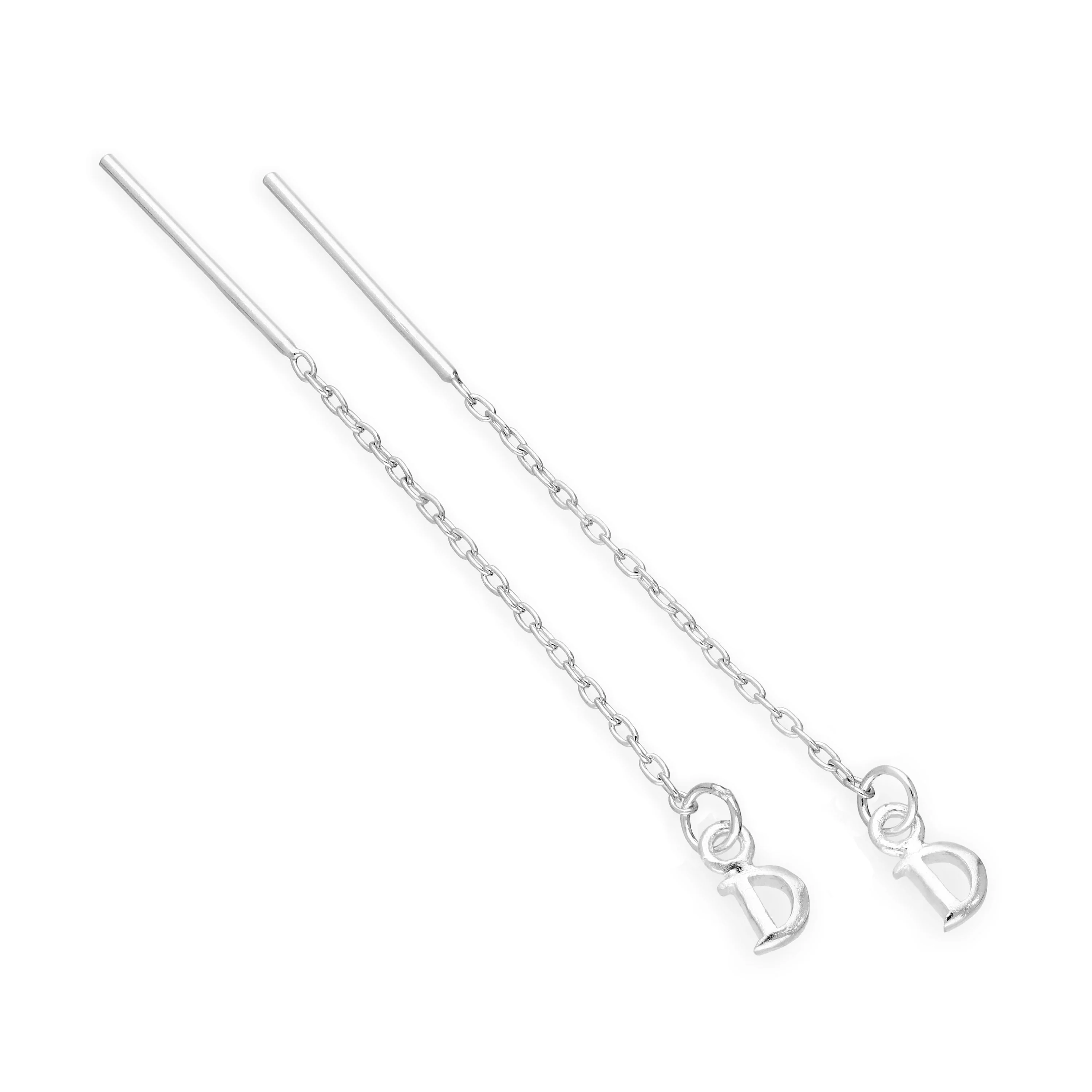 Sterling Silver Alphabet Letter Pull Through Earrings A - Z - Image 19