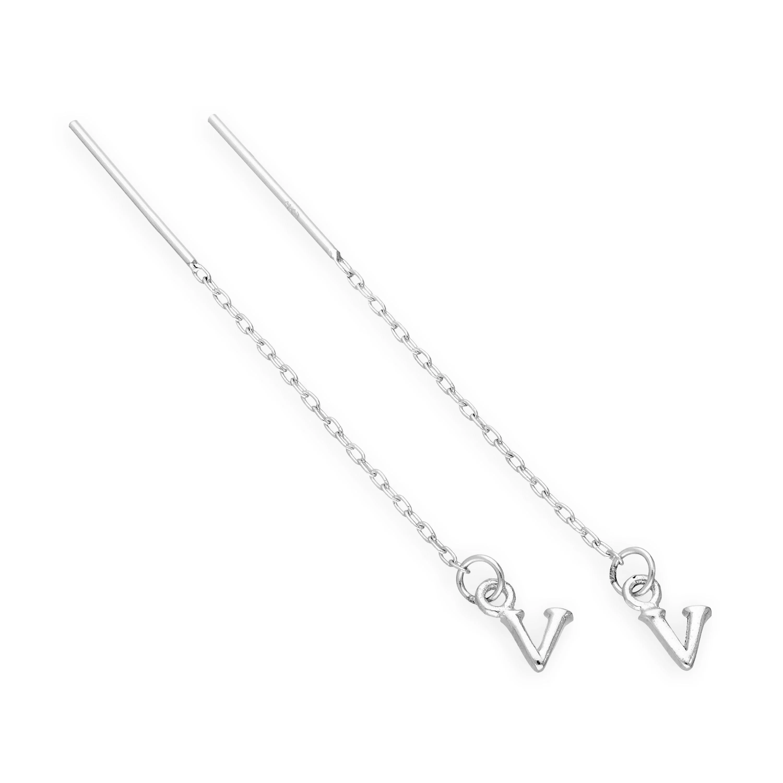 Sterling Silver Alphabet Letter Pull Through Earrings A - Z - Image 5