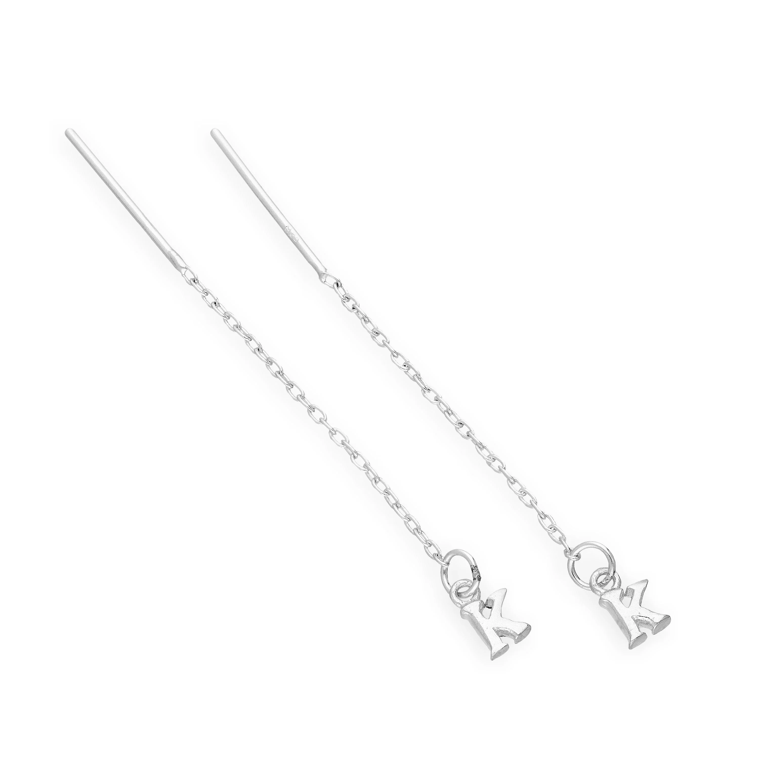 Sterling Silver Alphabet Letter Pull Through Earrings A - Z - Image 6