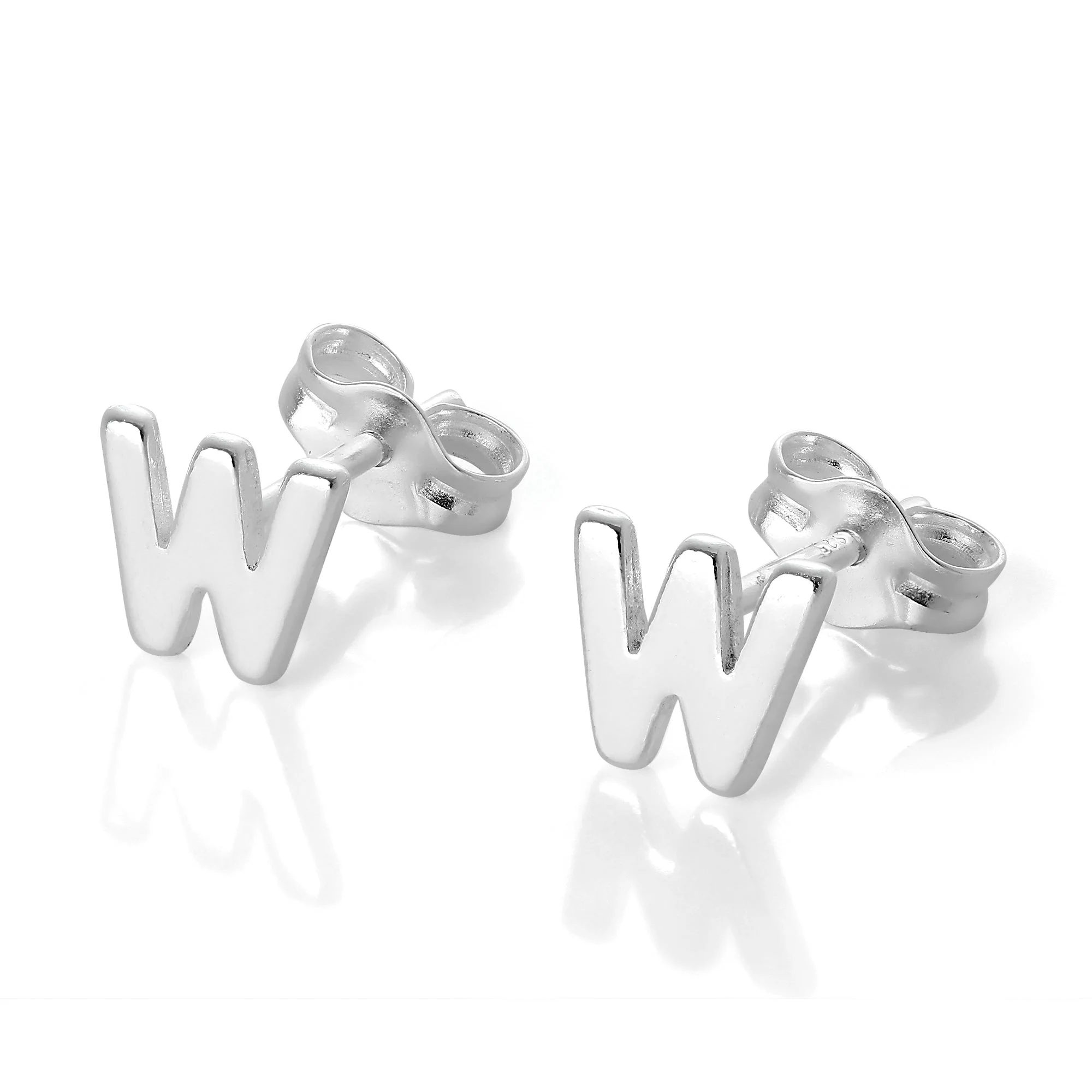 Sterling Silver Alphabet Letter Stud Earrings - Image 21