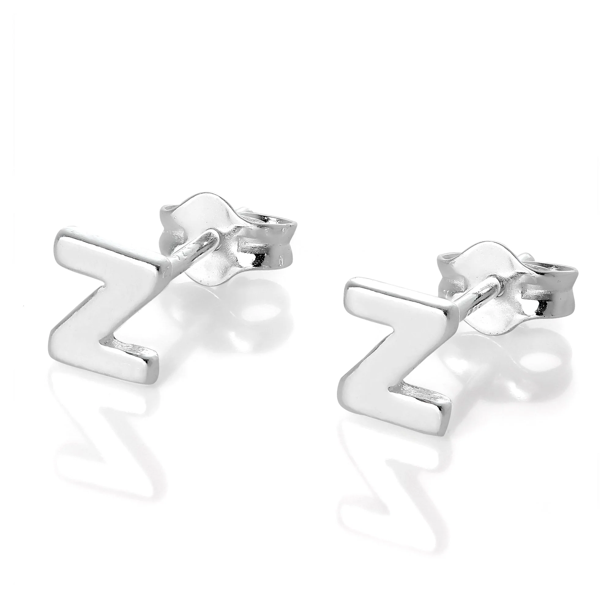 Sterling Silver Alphabet Letter Stud Earrings - Image 26