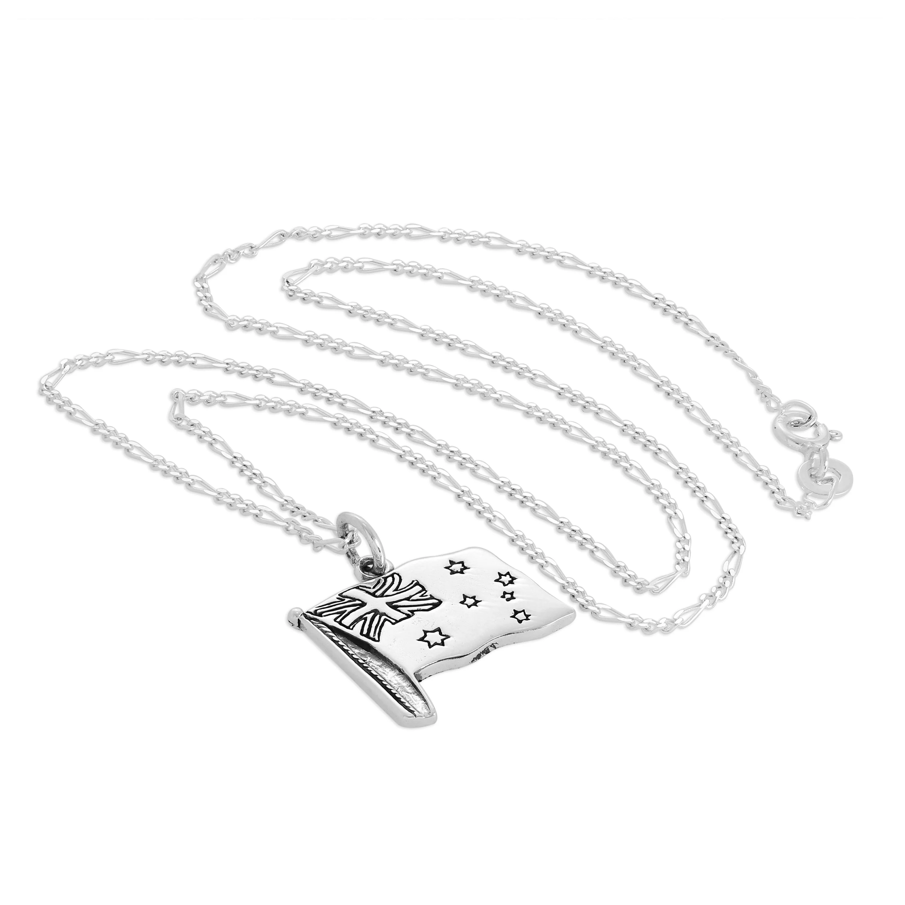 Sterling Silver Australian Flag Pendant Necklace 14 - 32 Inches - Image 2