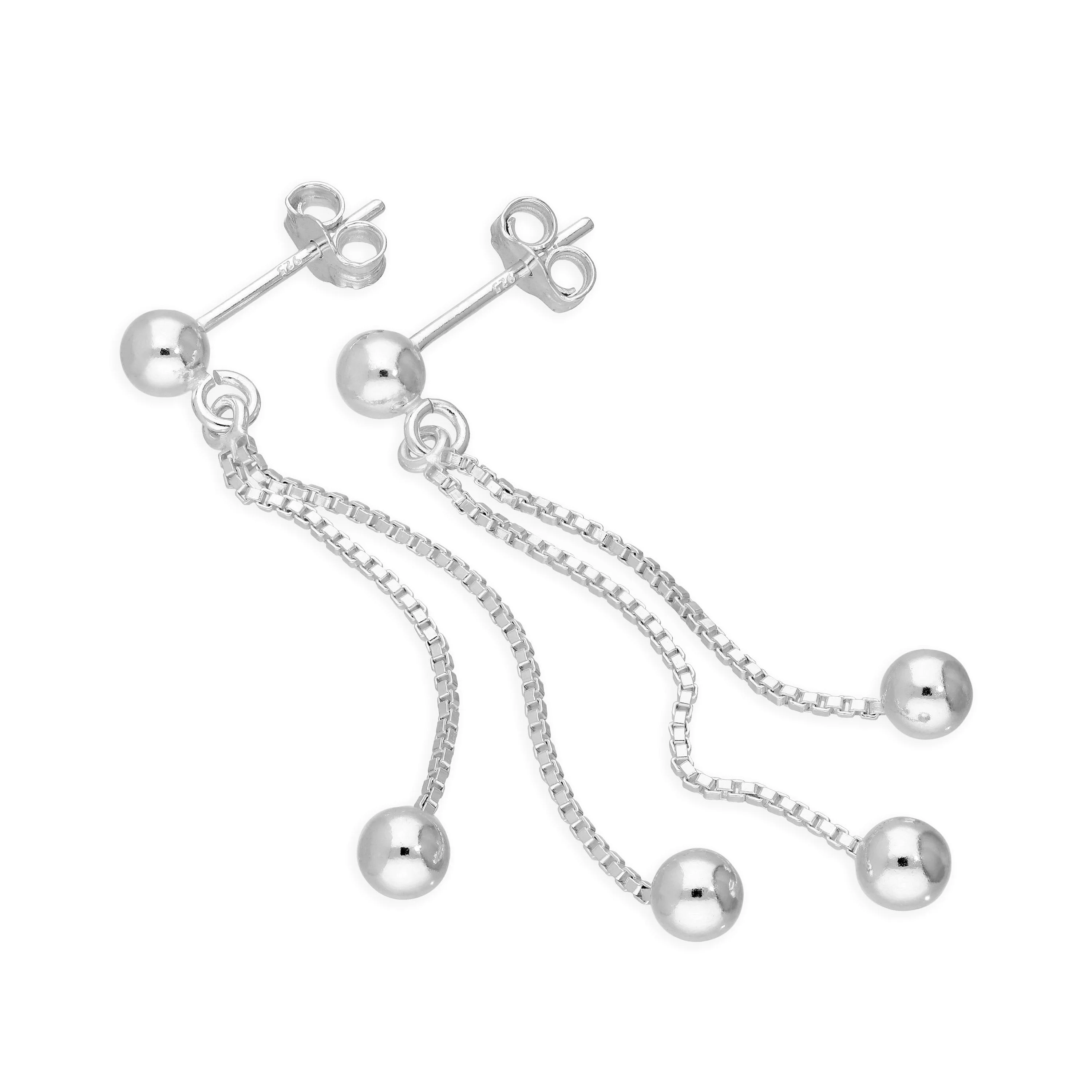 Sterling Silver Ball Drop Stud Earrings