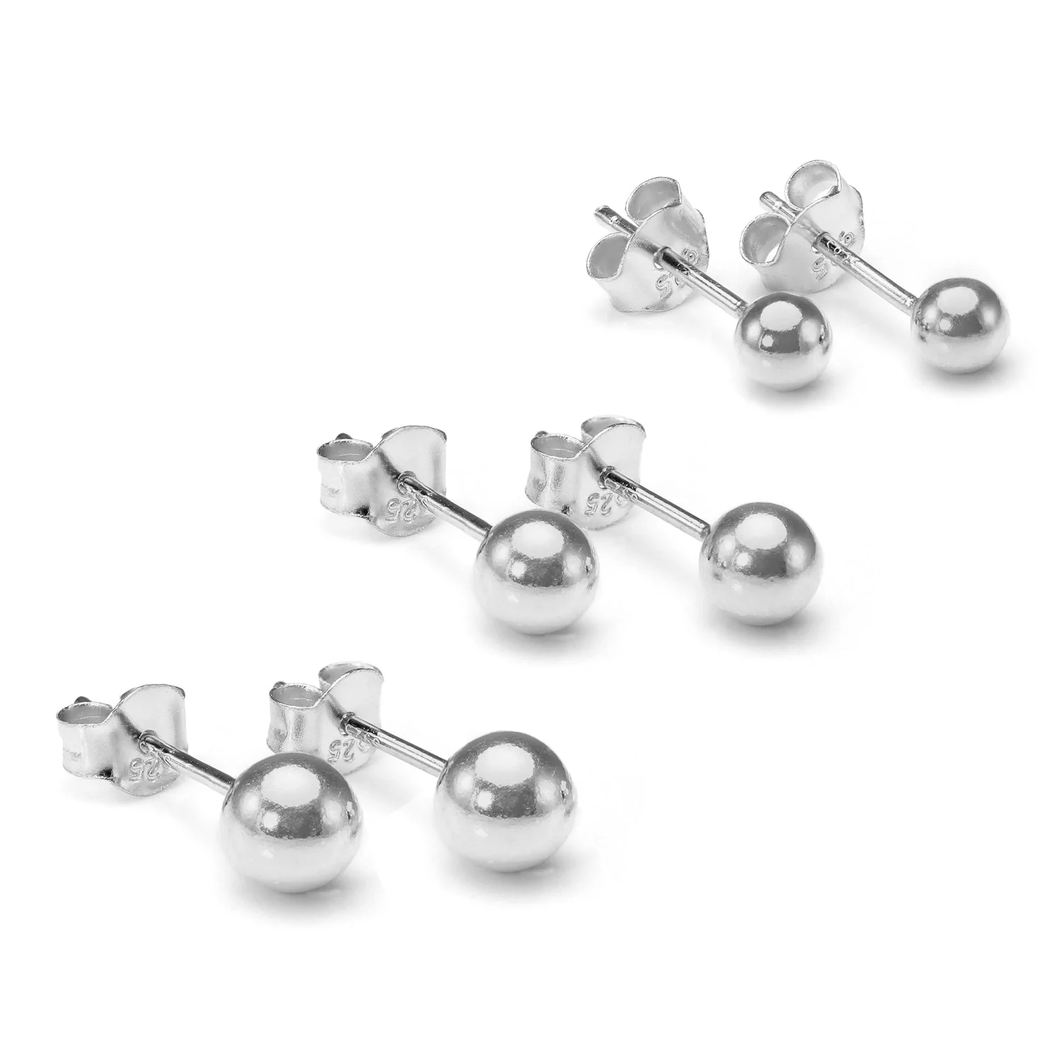 Sterling Silver Ball Stud Earrings - Image 6