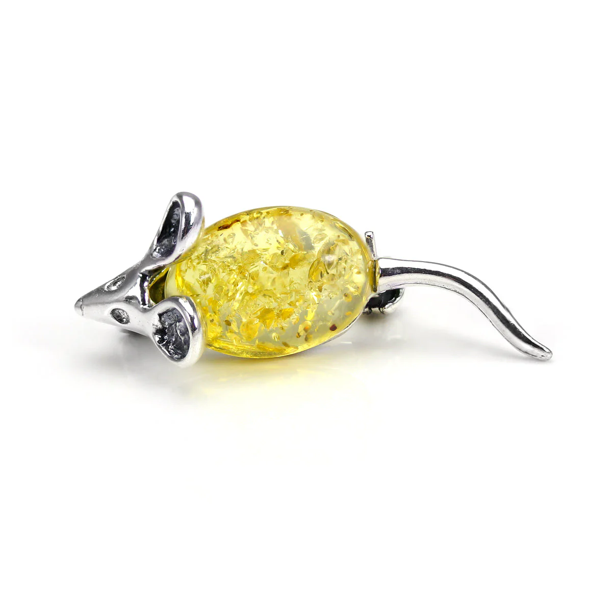 Sterling Silver & Baltic Amber Mouse Brooches - 3 Colours - Image 5
