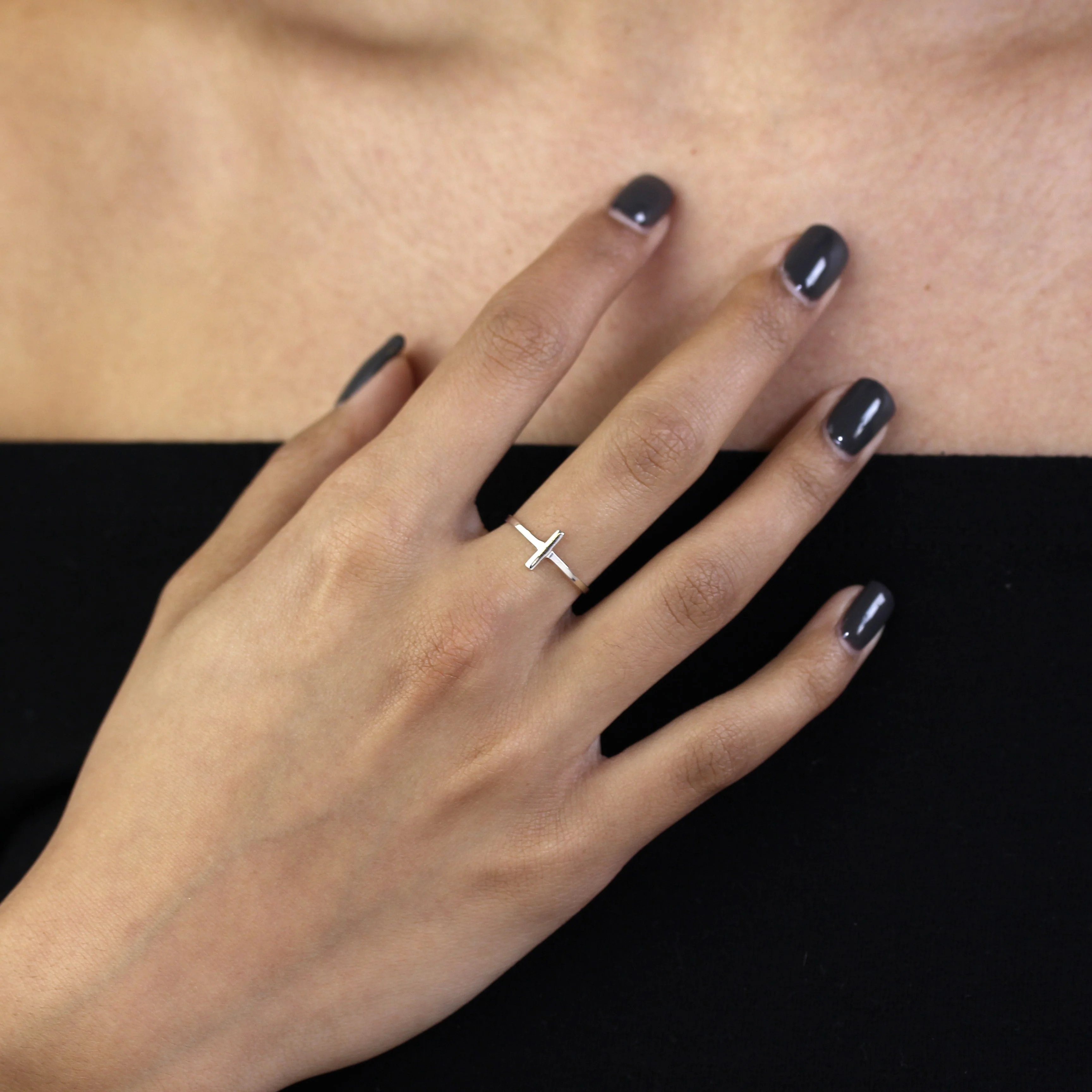 Sterling Silver Bar Stacking Ring Sizes J - V - Image 2