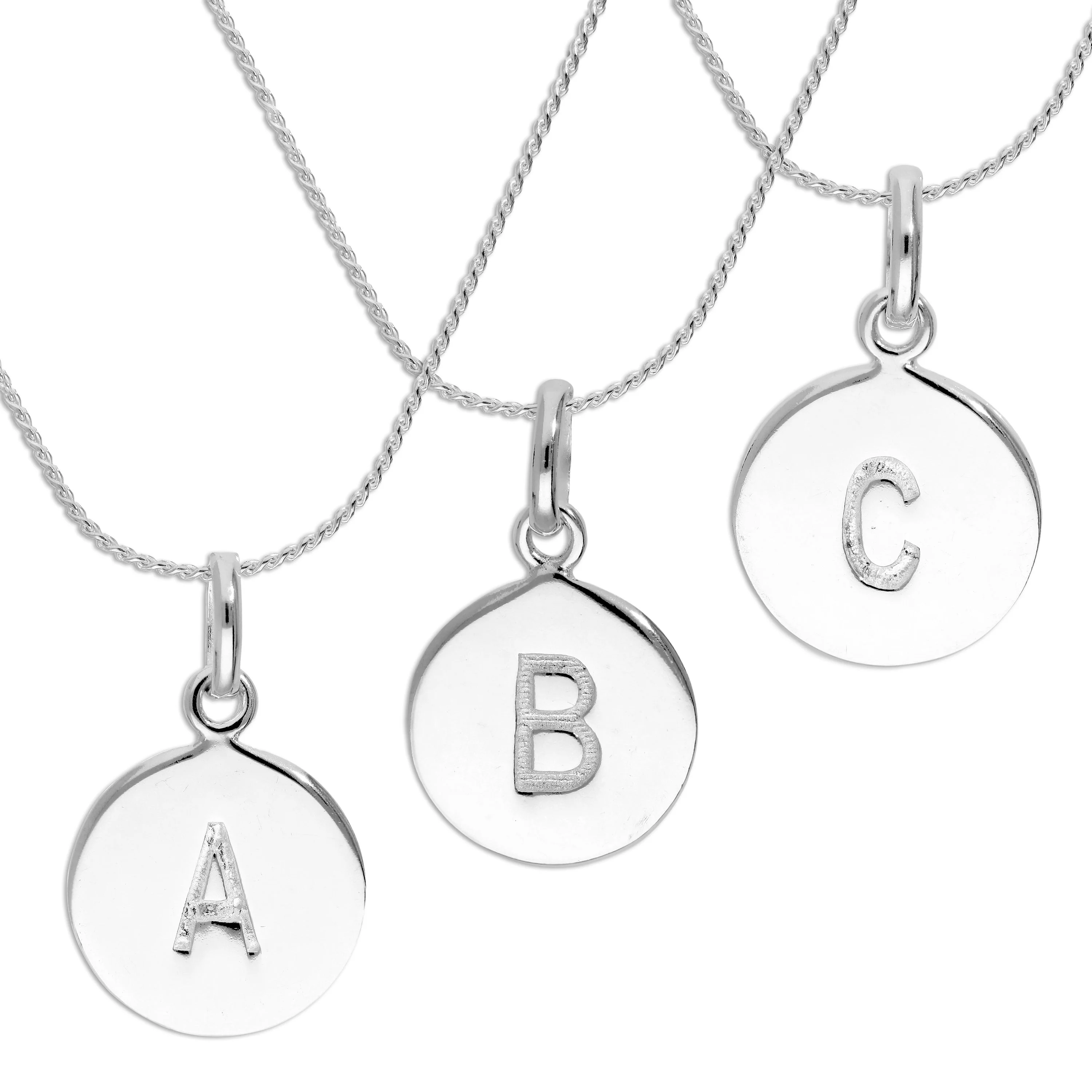Sterling Silver Black Filled Initial Letter Necklace A - Z 16 - 22 Inches - Image 2