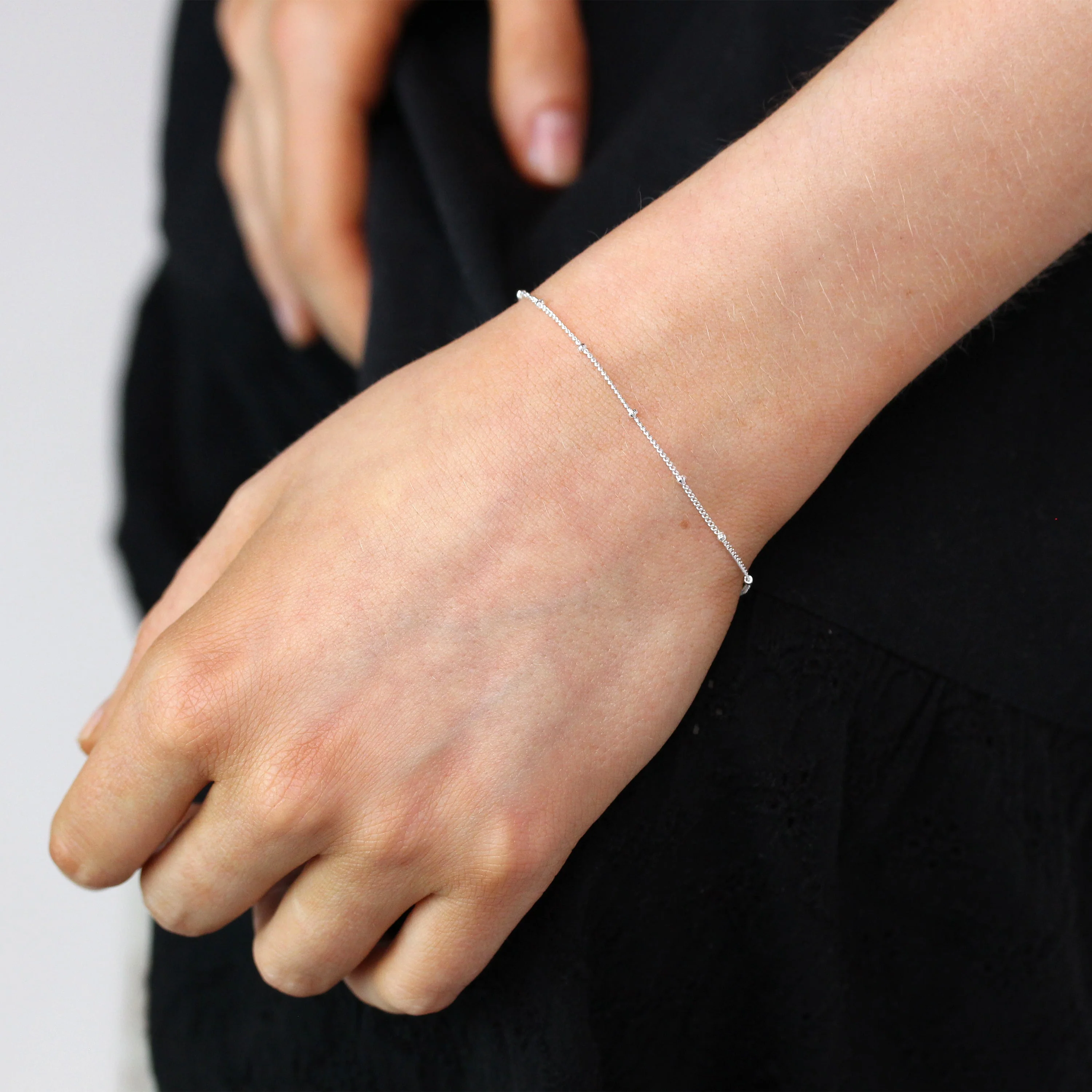 Sterling Silver Bobble Diamond Cut Curb Bracelet - Image 2