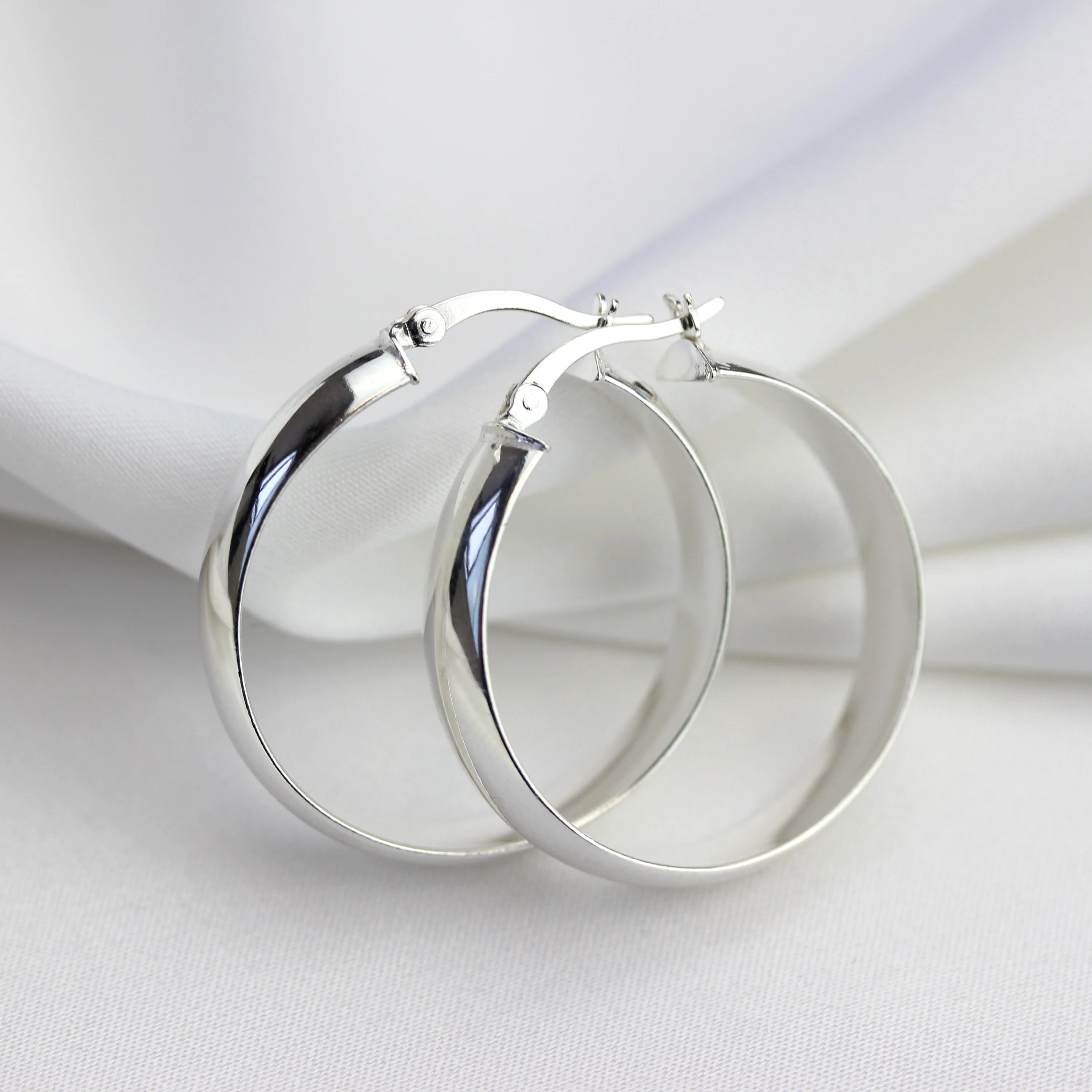 Sterling Silver Chunky Creole 30mm Hoop Earrings - Image 2
