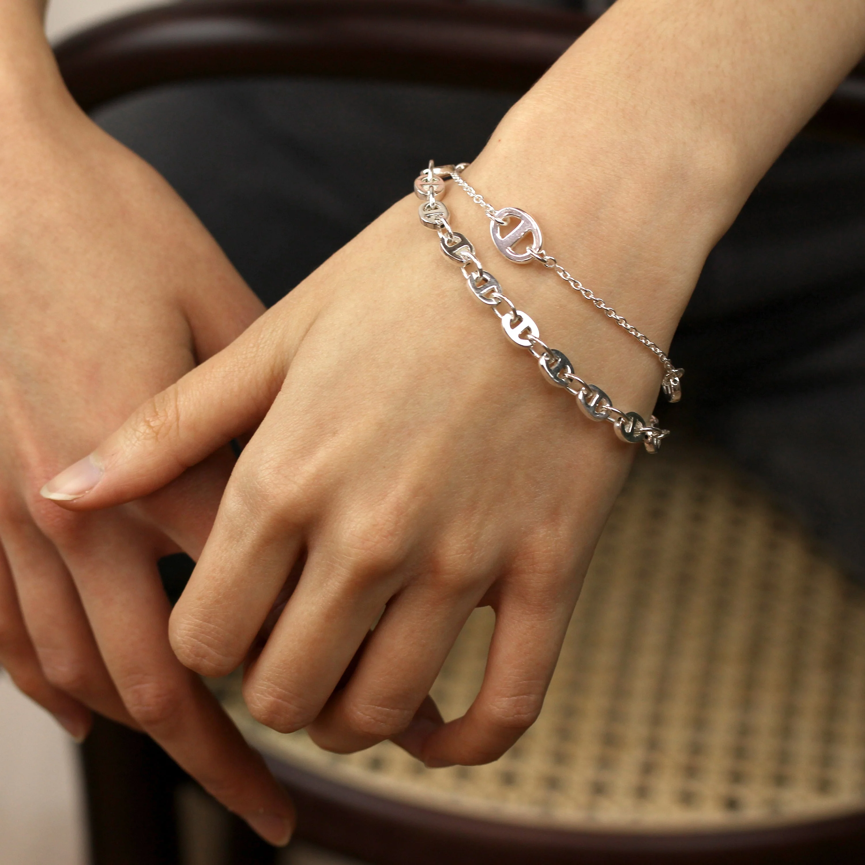 Sterling Silver Chunky Oval Link Belcher Bracelet 8 Inches - Image 2