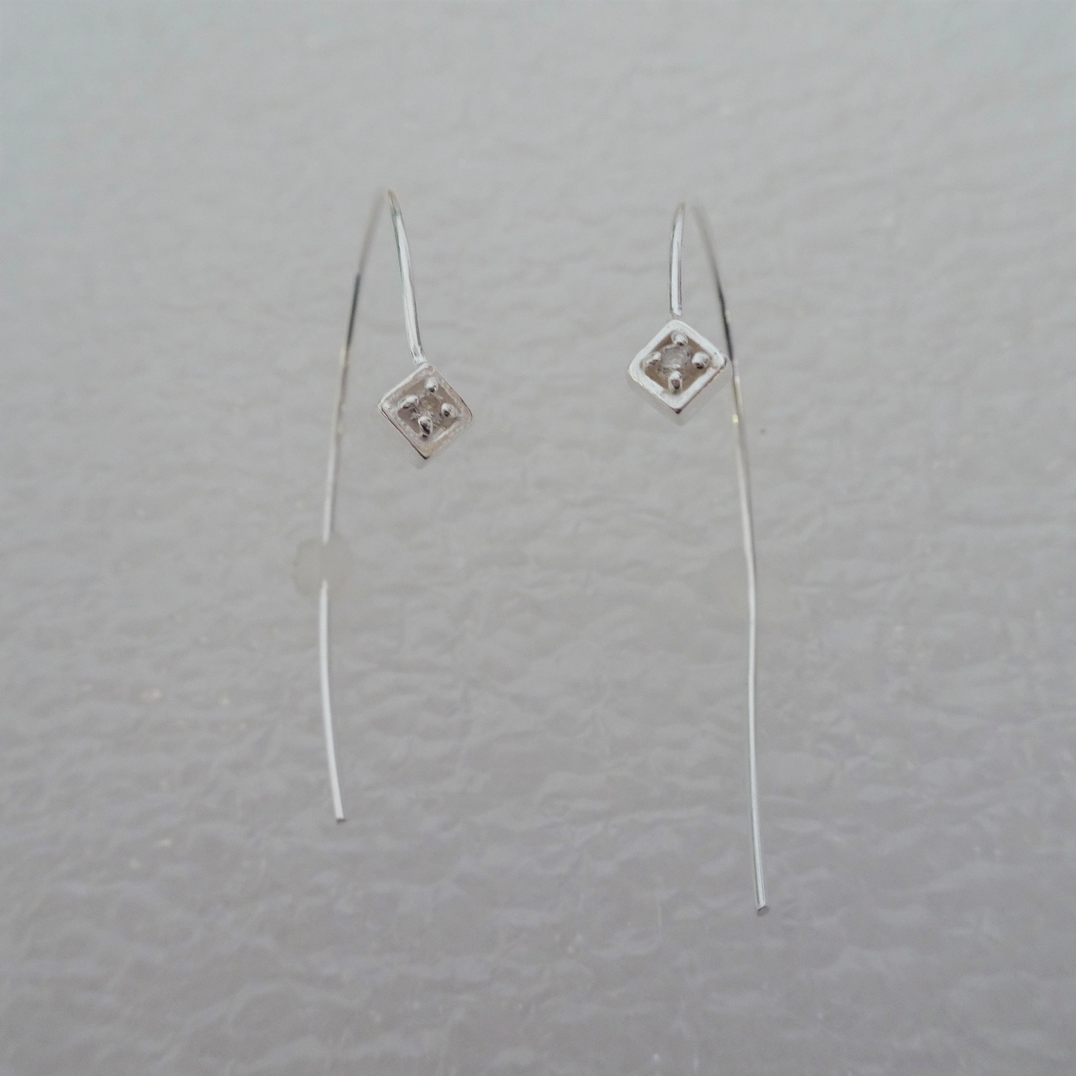 Sterling Silver & Clear CZ Crystal Curve Pull Through Earrings - Image 3