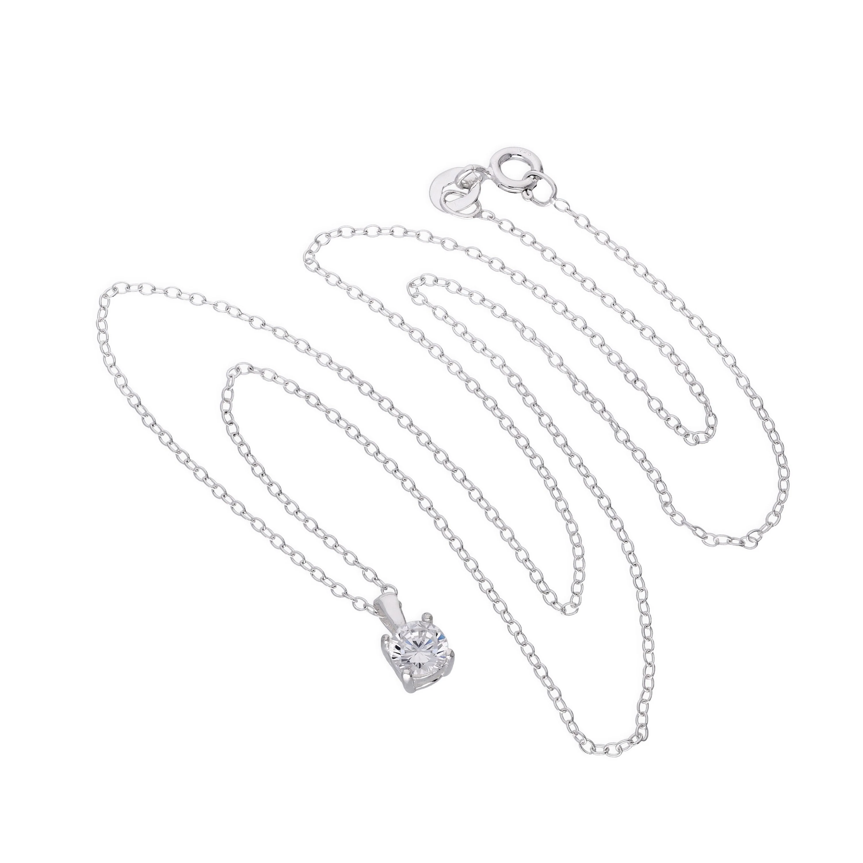 Sterling Silver & Clear CZ Crystal Pendant on 18 Chain - Image 2