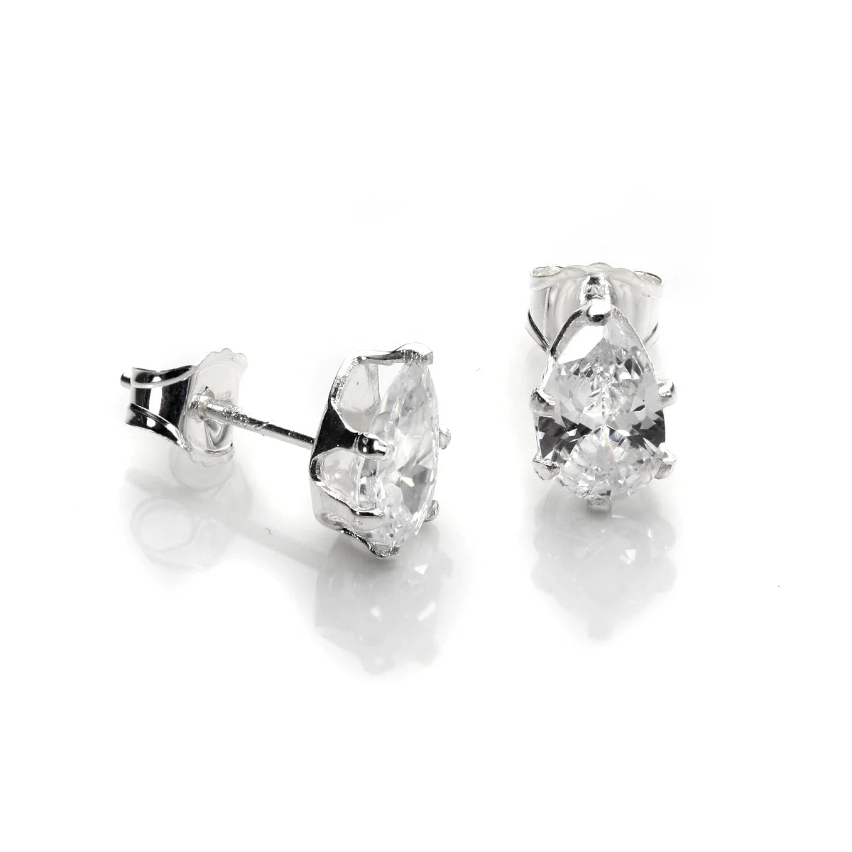 Sterling Silver Clear CZ Stud Earrings - Image 2