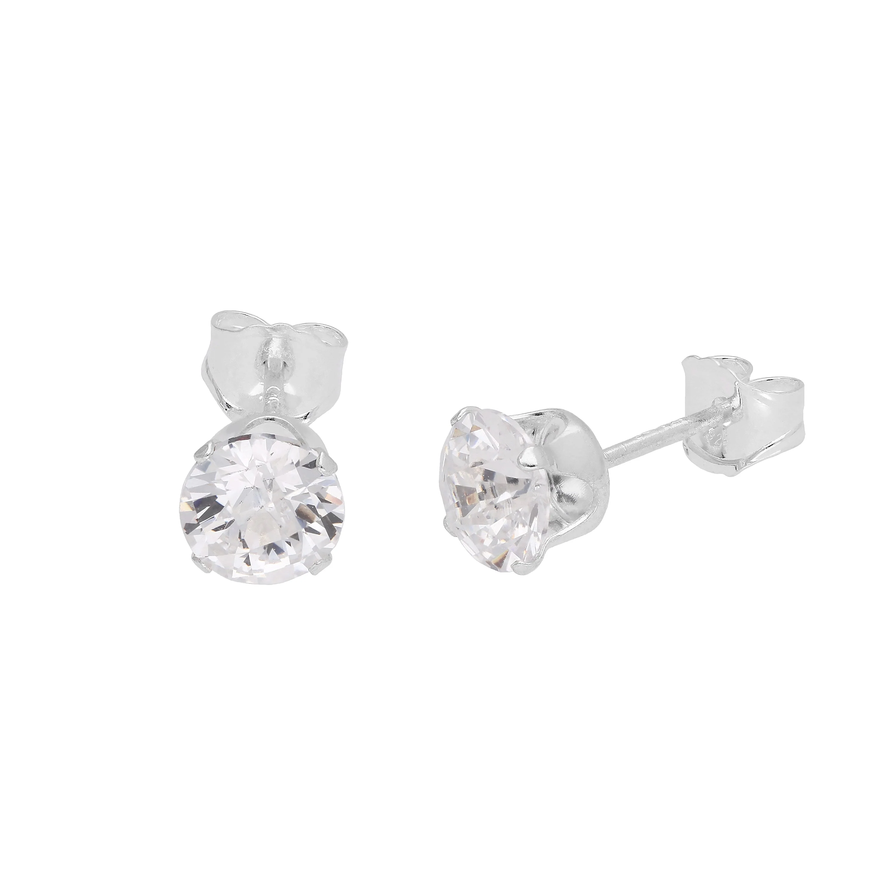 Sterling Silver Clear CZ Stud Earrings - Image 5