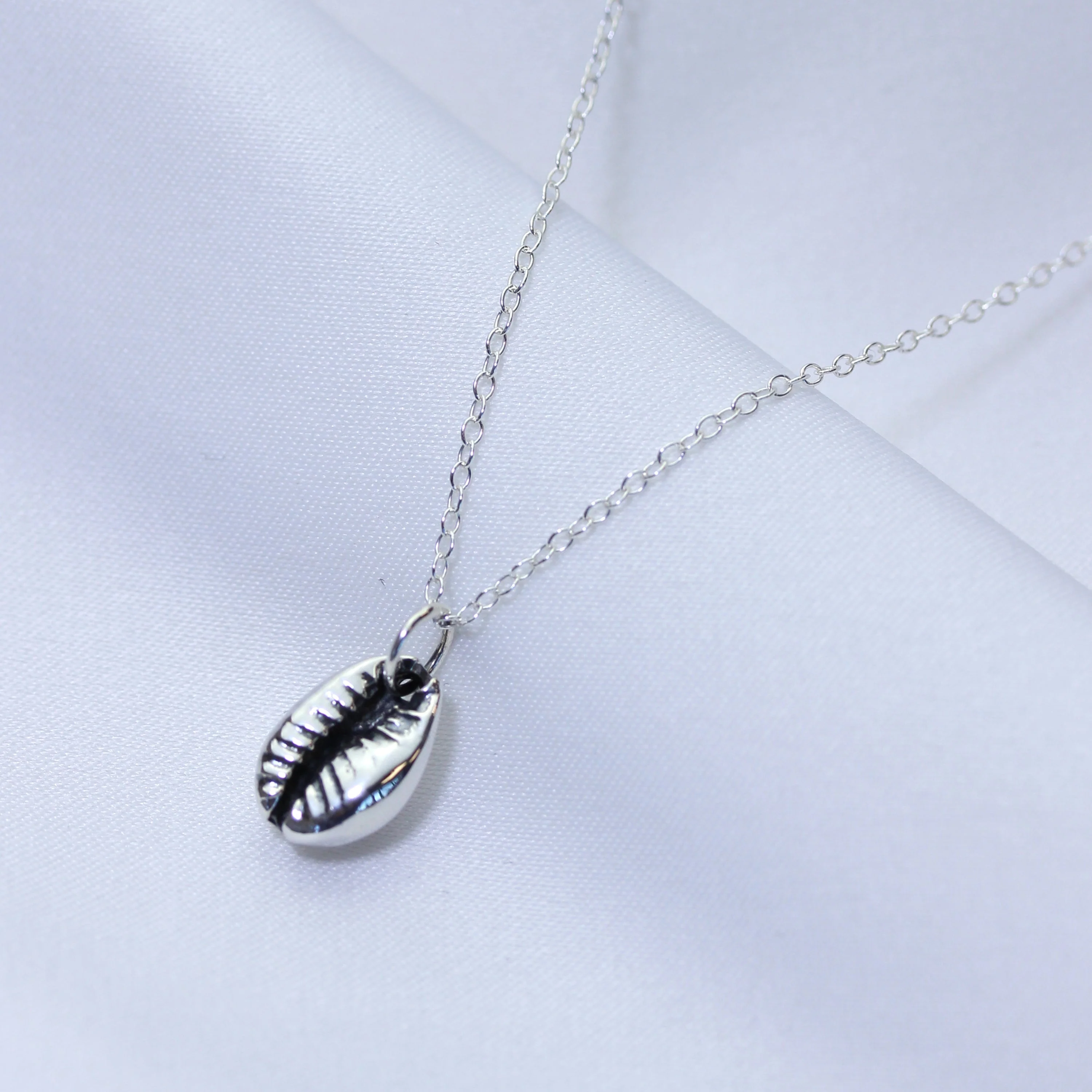 Sterling Silver Cowrie Shell Necklace 14-22 Inches - Image 2