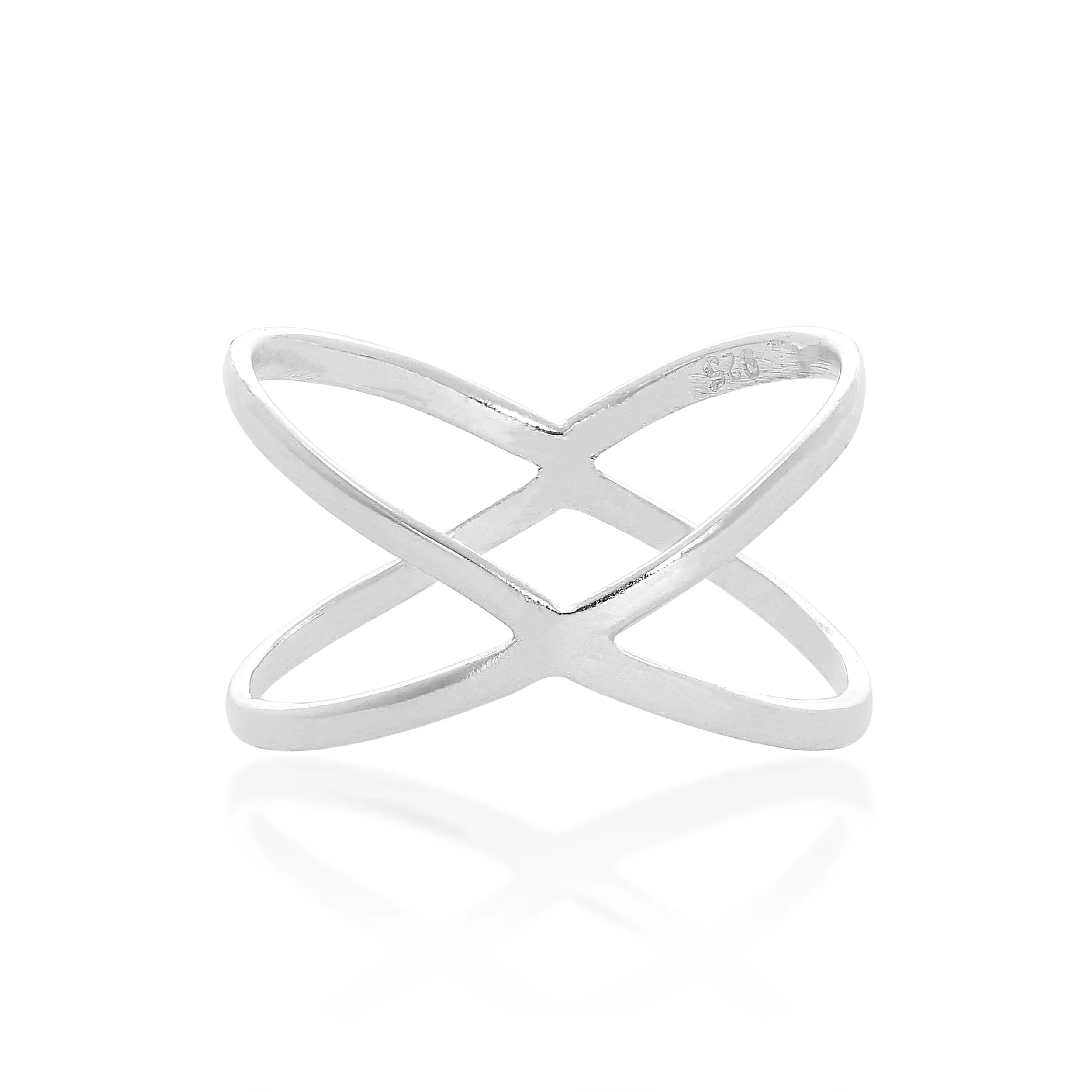Sterling Silver Criss Cross Ring Sizes K - X - Image 3