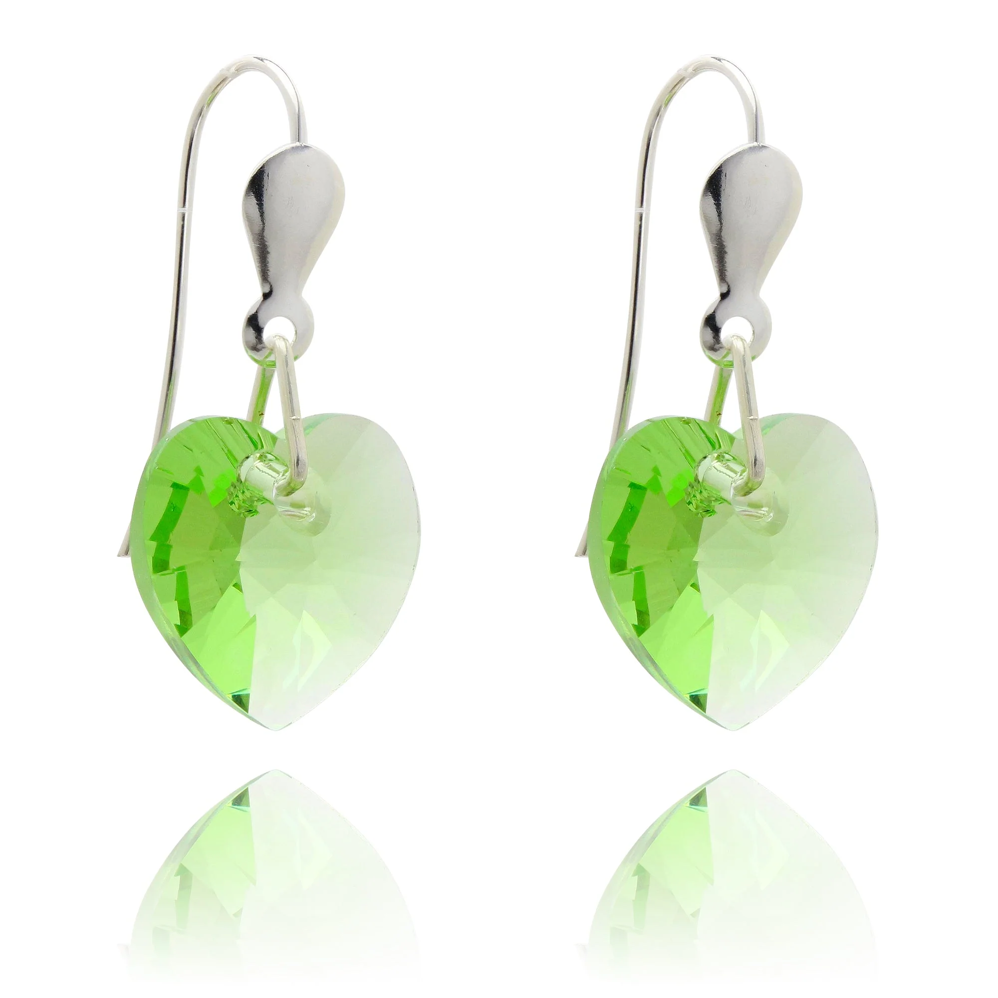 Sterling Silver & CZ Crystal 10mm Heart Earrings - 5 Colours - Image 2