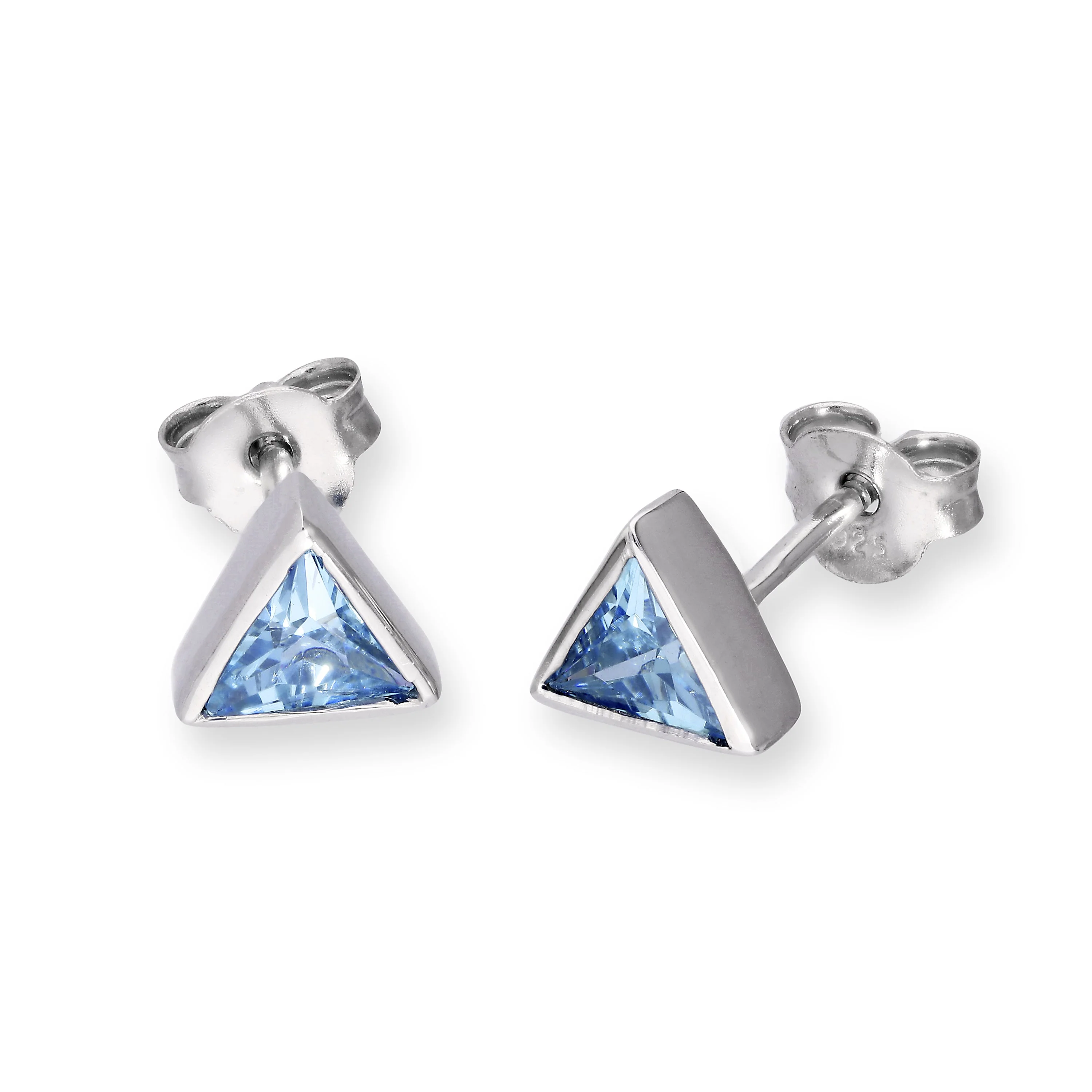 Sterling Silver & CZ Crystal Triangle Birthstone Stud Earrings - Image 11