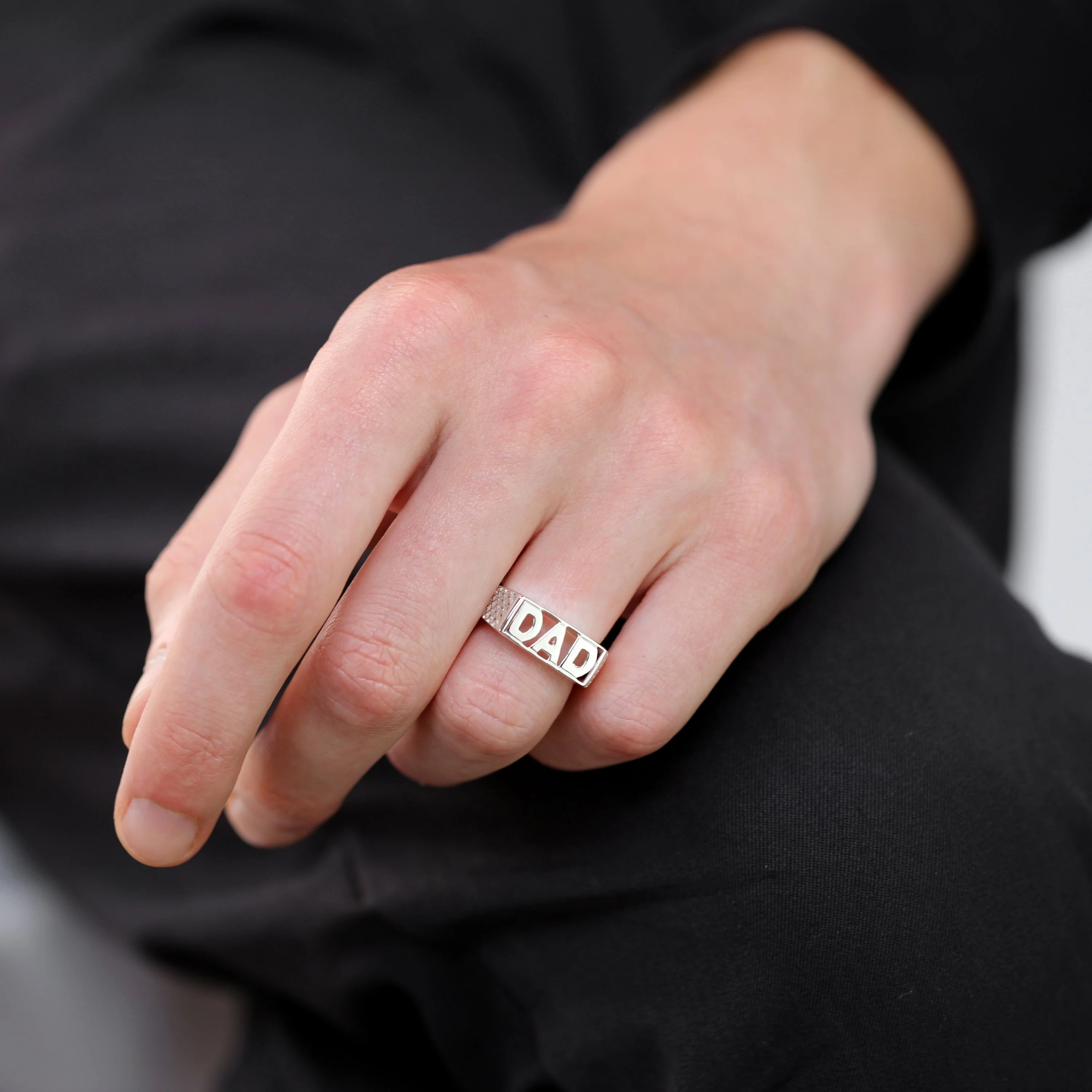 Sterling Silver Dad Ring Sizes L - Z+2 - Image 3