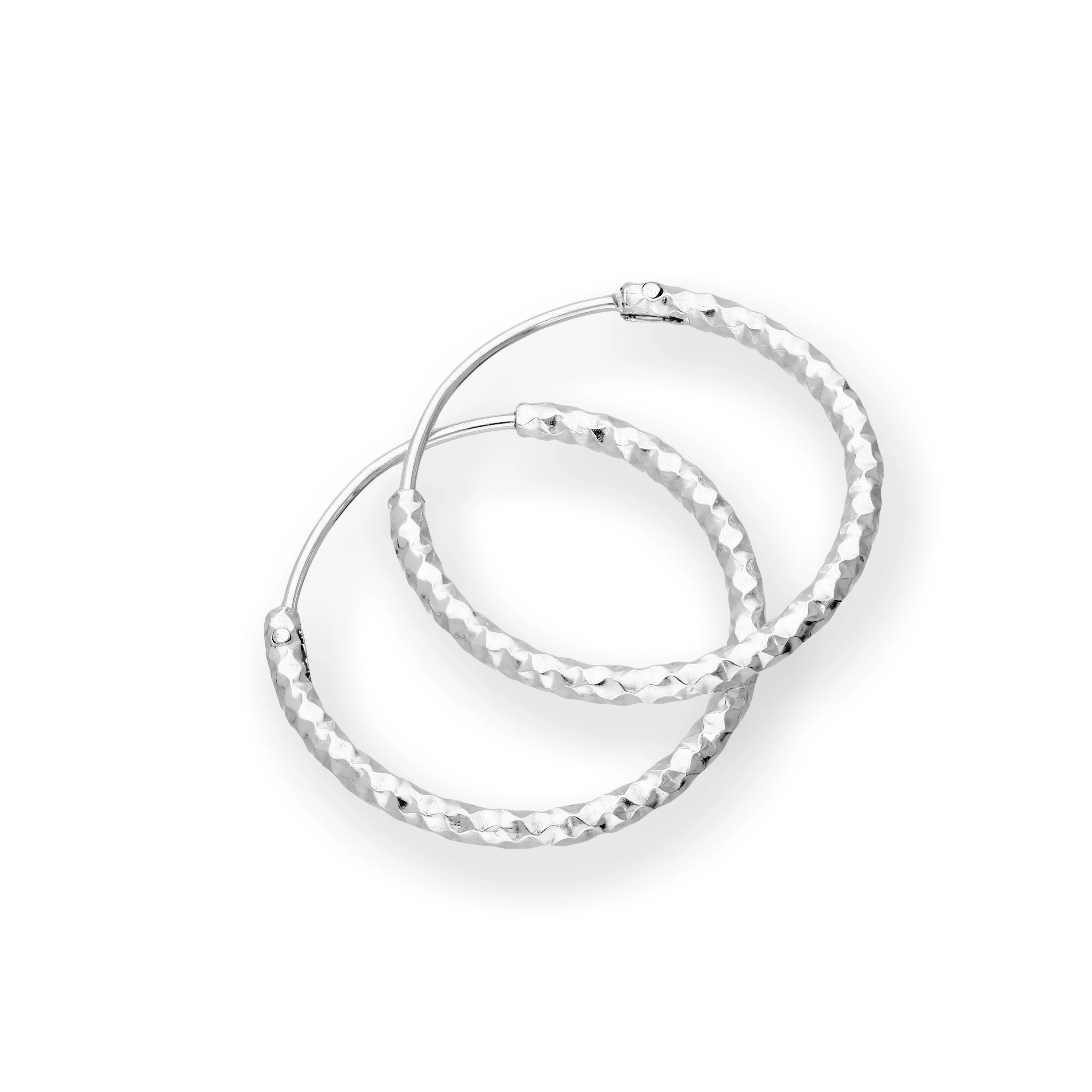 Sterling Silver Diamond Cut Hoop Earrings 15mm 18mm 25mm 28mm - Image 4
