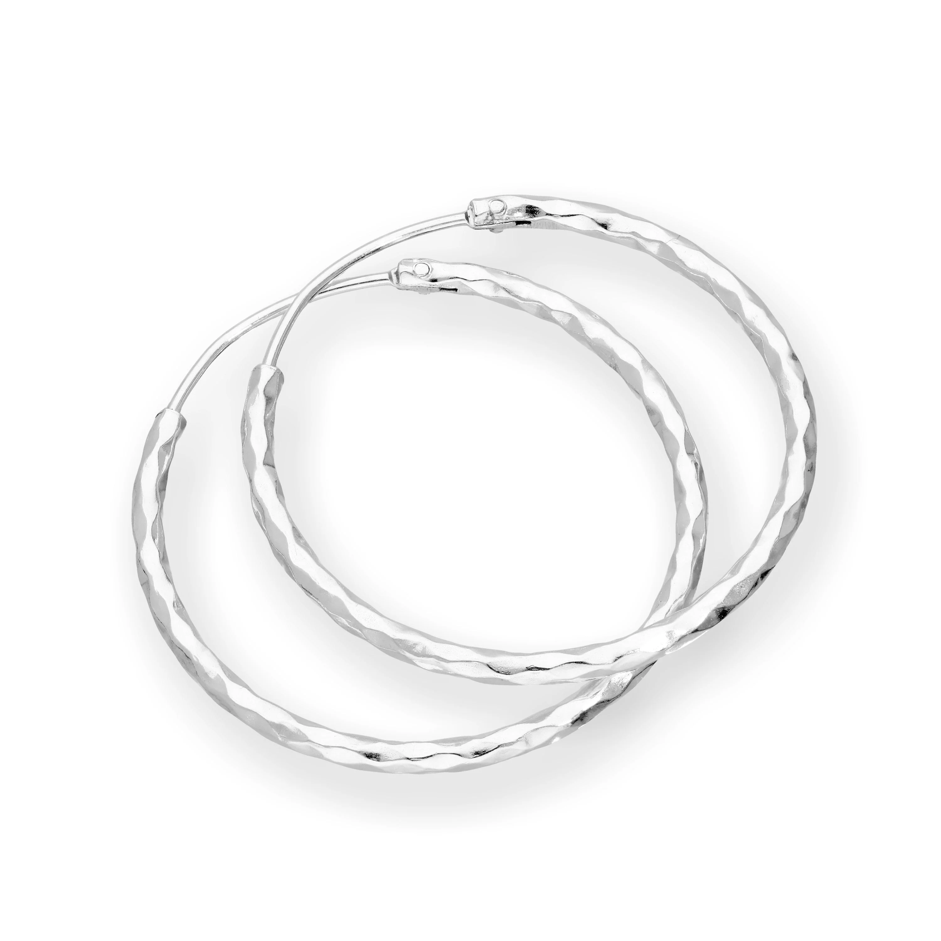 Sterling Silver Diamond Cut Hoop Earrings 18mm 24mm 28mm - Image 3
