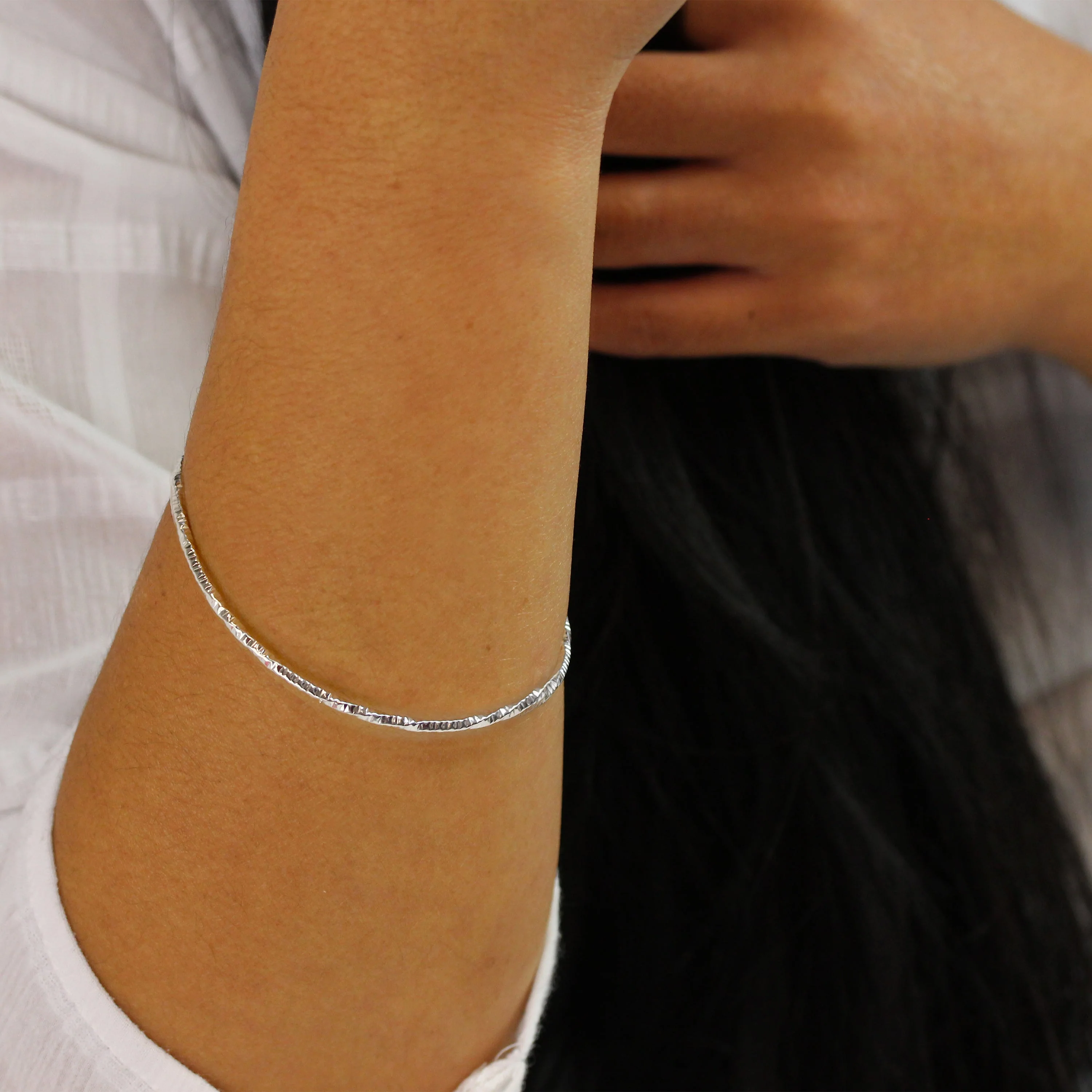Sterling Silver Diamond Cut Twist Bangle - Image 2