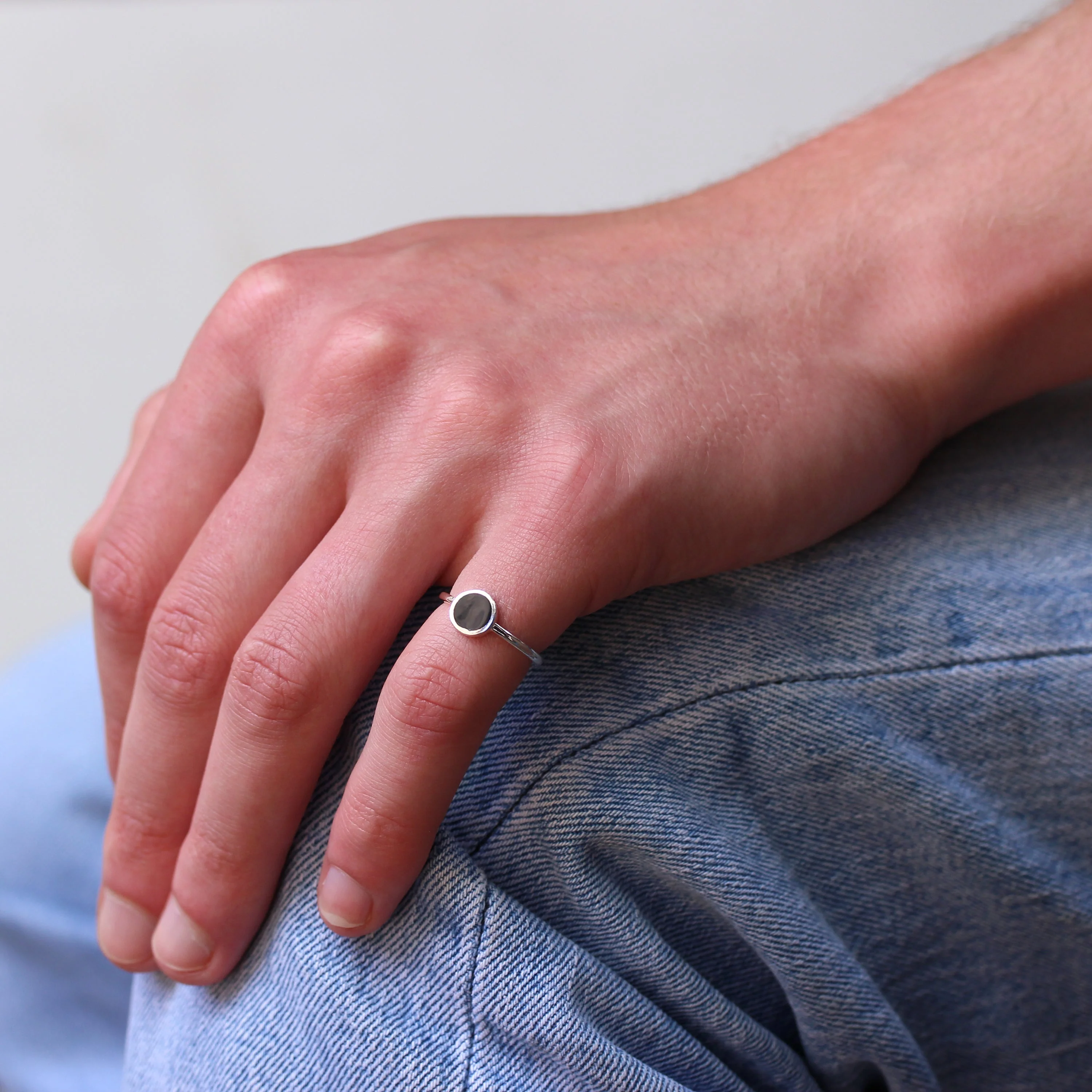 Sterling Silver Dot Minimalist Adjustable Ring - Image 3