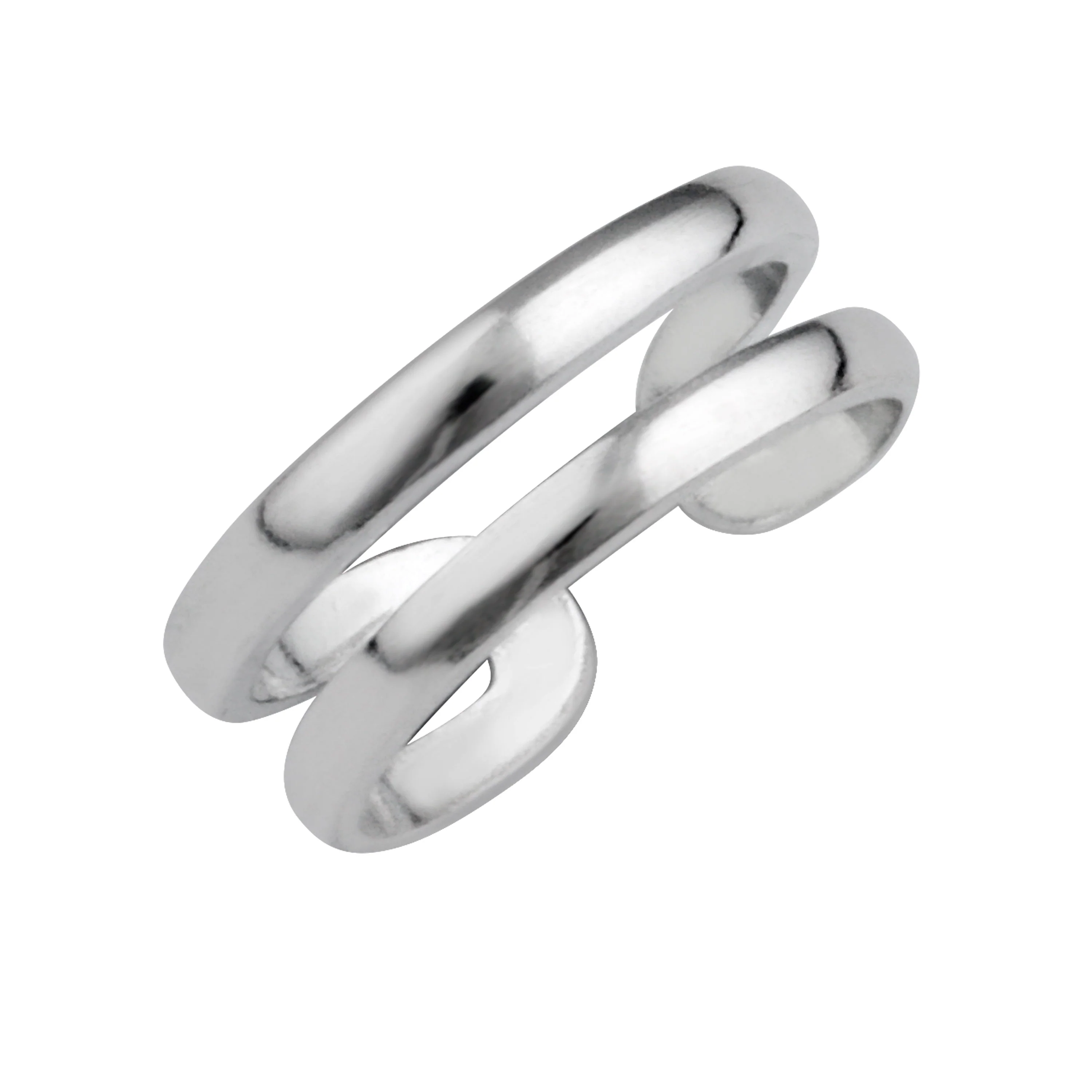 Sterling Silver Double Band Open Toe Ring - Image 2