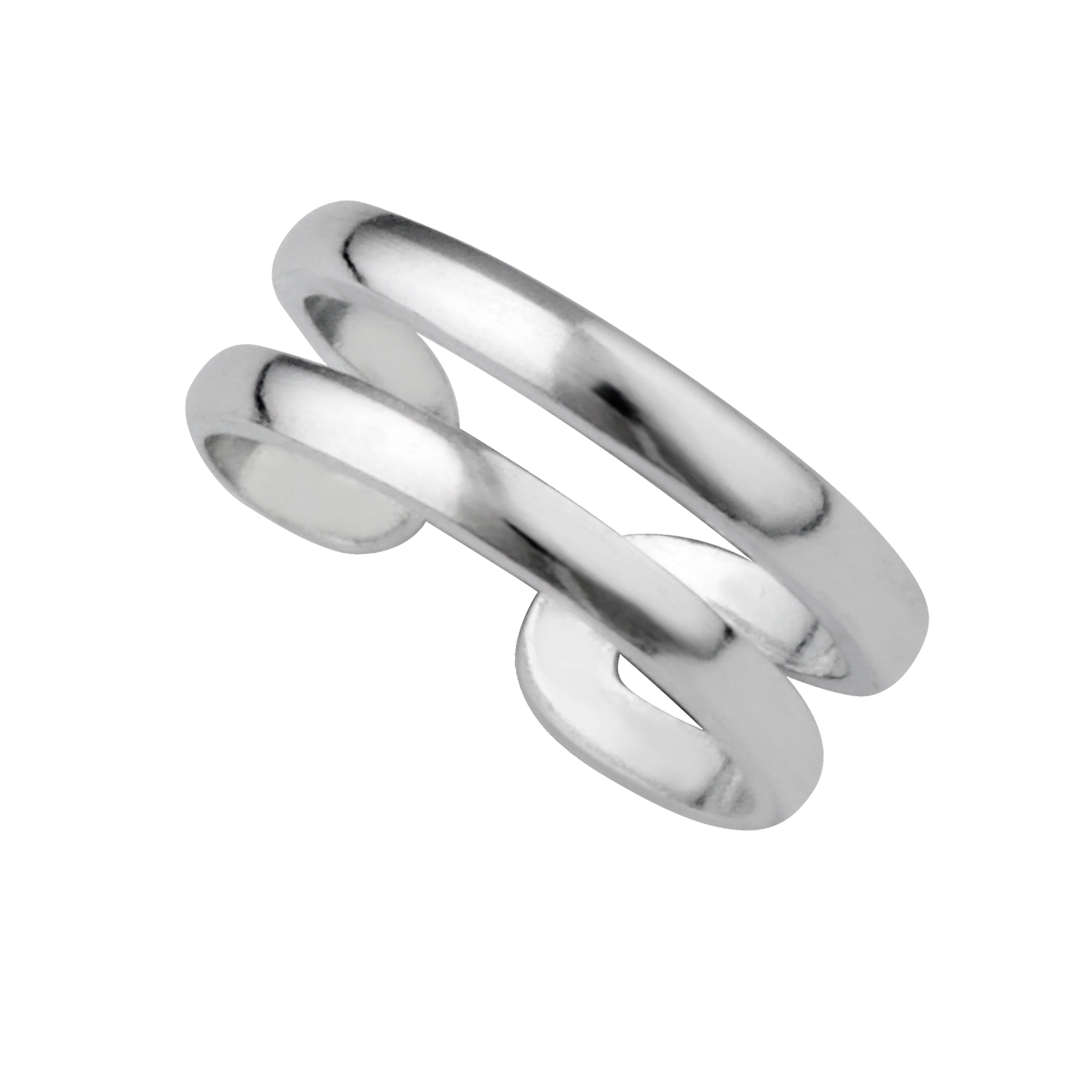 Sterling Silver Double Band Open Toe Ring - Image 3