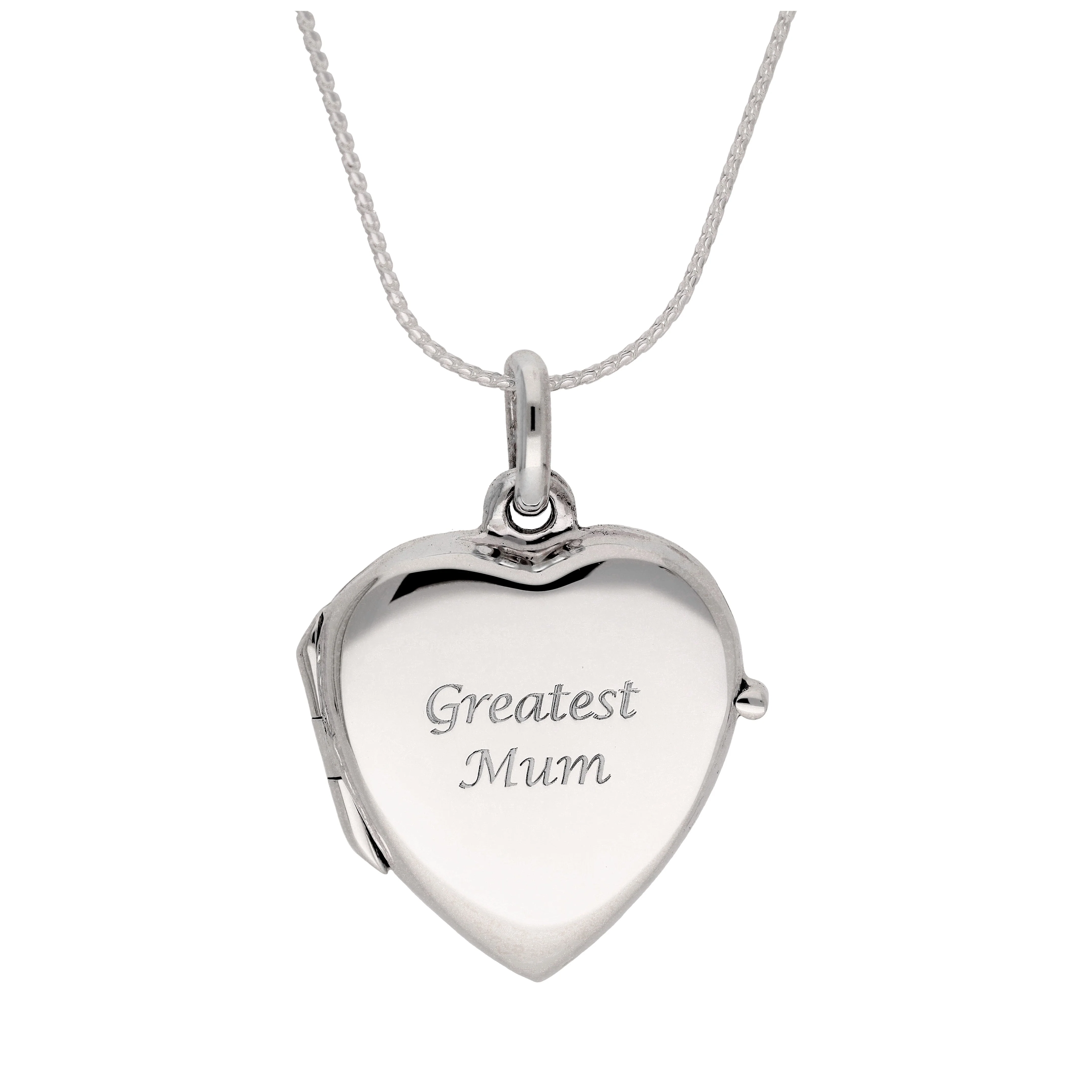 Sterling Silver Engravable Heart Locket on Chain 16 - 22 Inches - Image 2