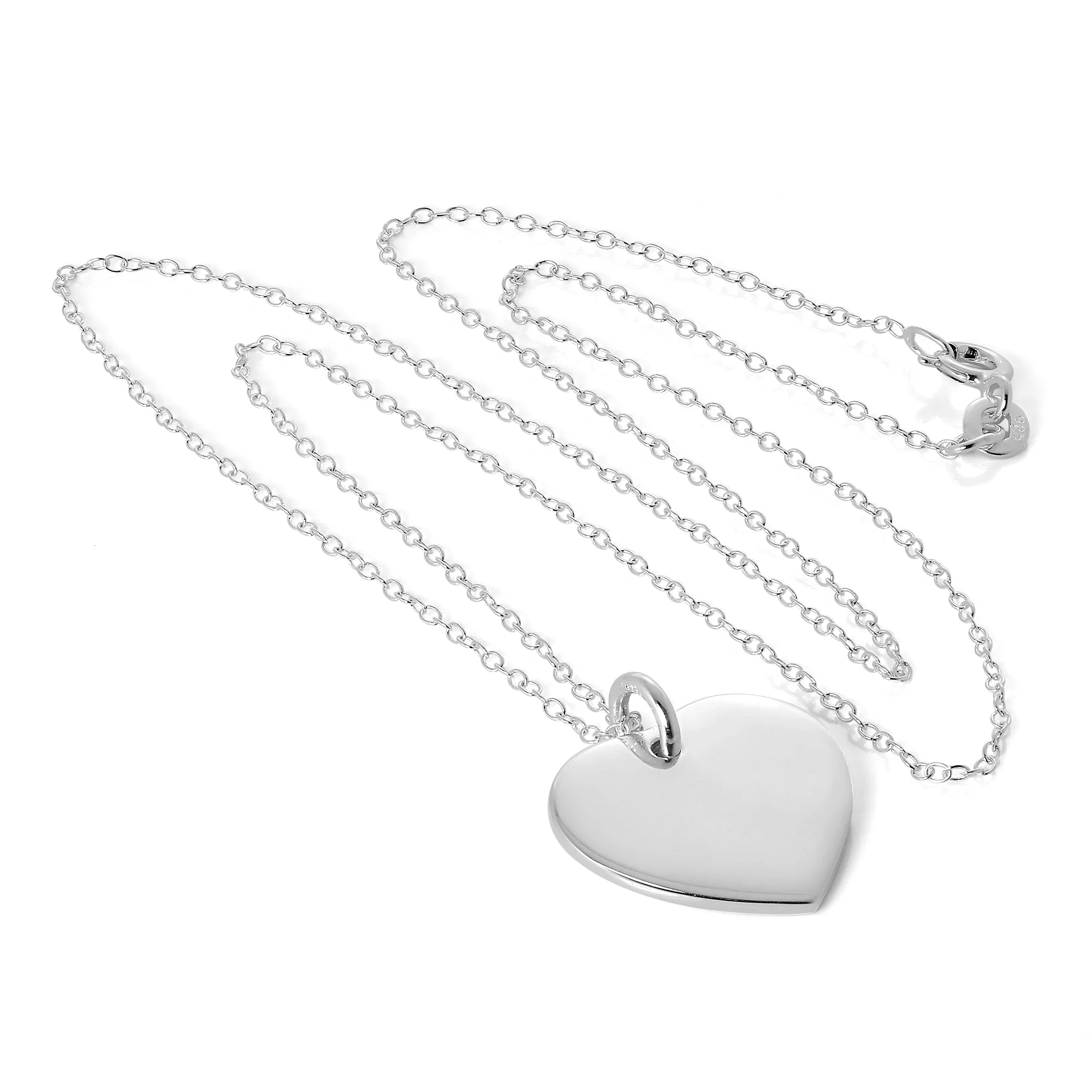 Sterling Silver Engravable Heart Pendant on 18 Inch Chain - Image 2