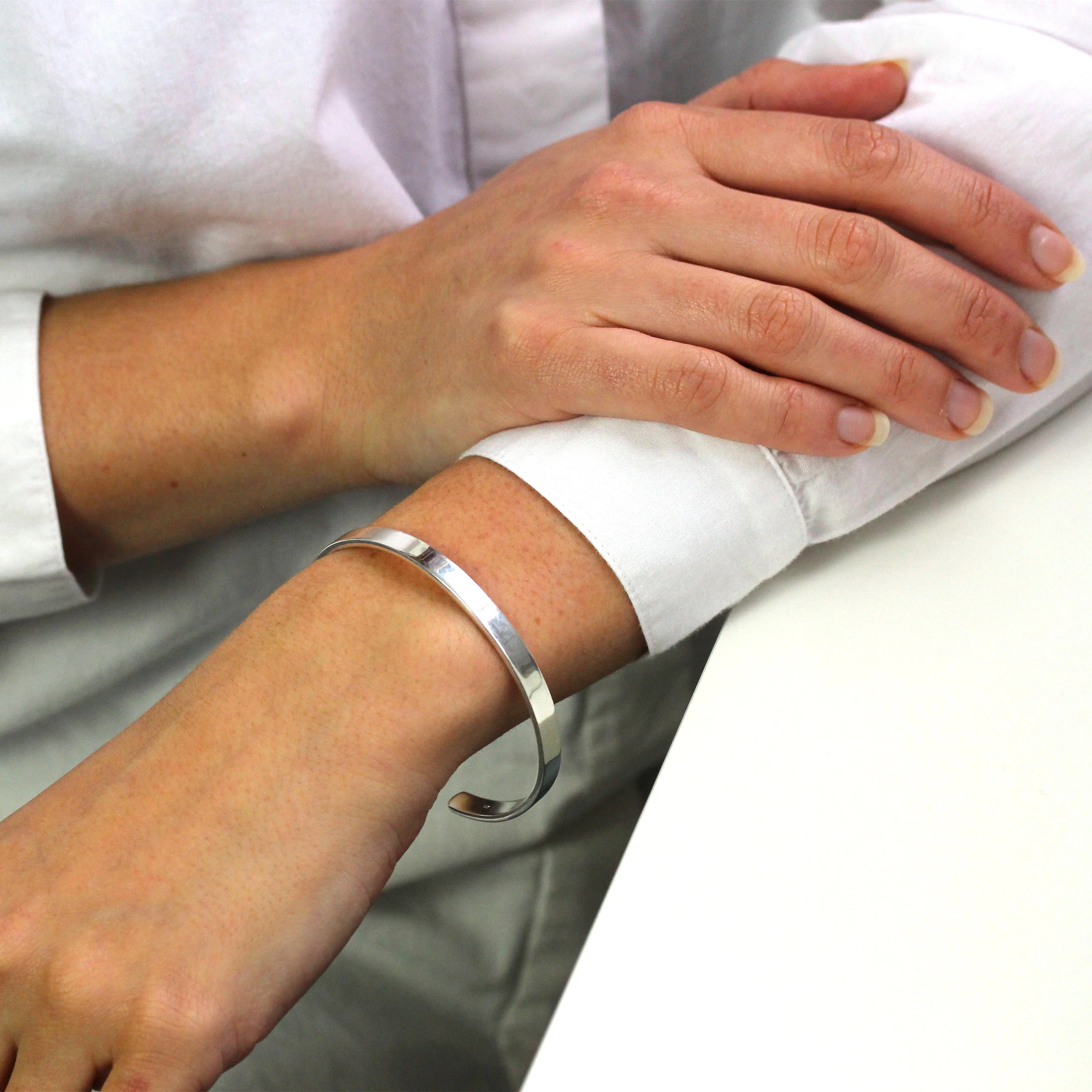 Sterling Silver Engravable Plain 70mm Large Bangle - Image 2