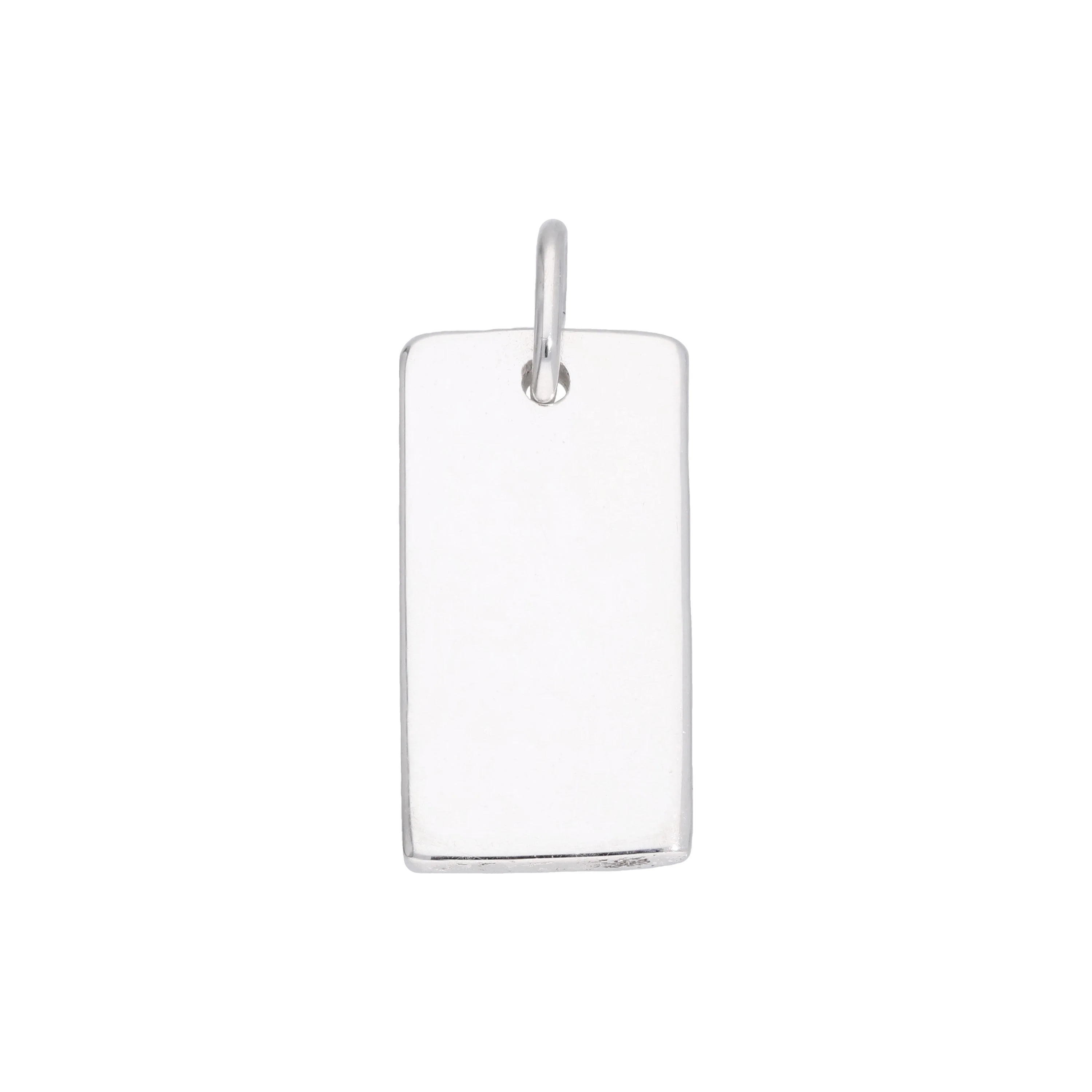 Sterling Silver Engravable Rectangular Dog Tag Charm - Image 2