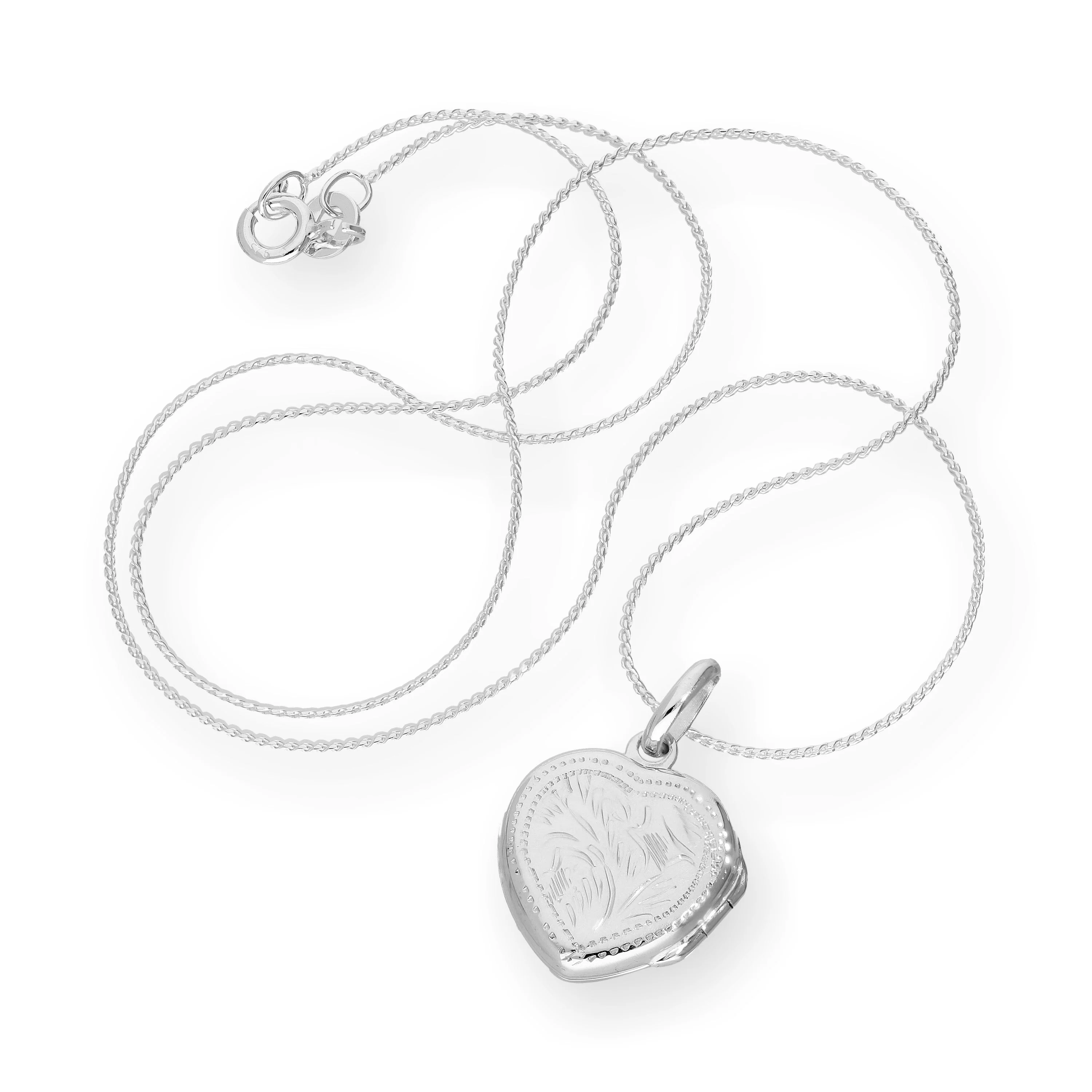 Sterling Silver Engraved Heart Locket on Chain 16 - 22 Inches - Image 3