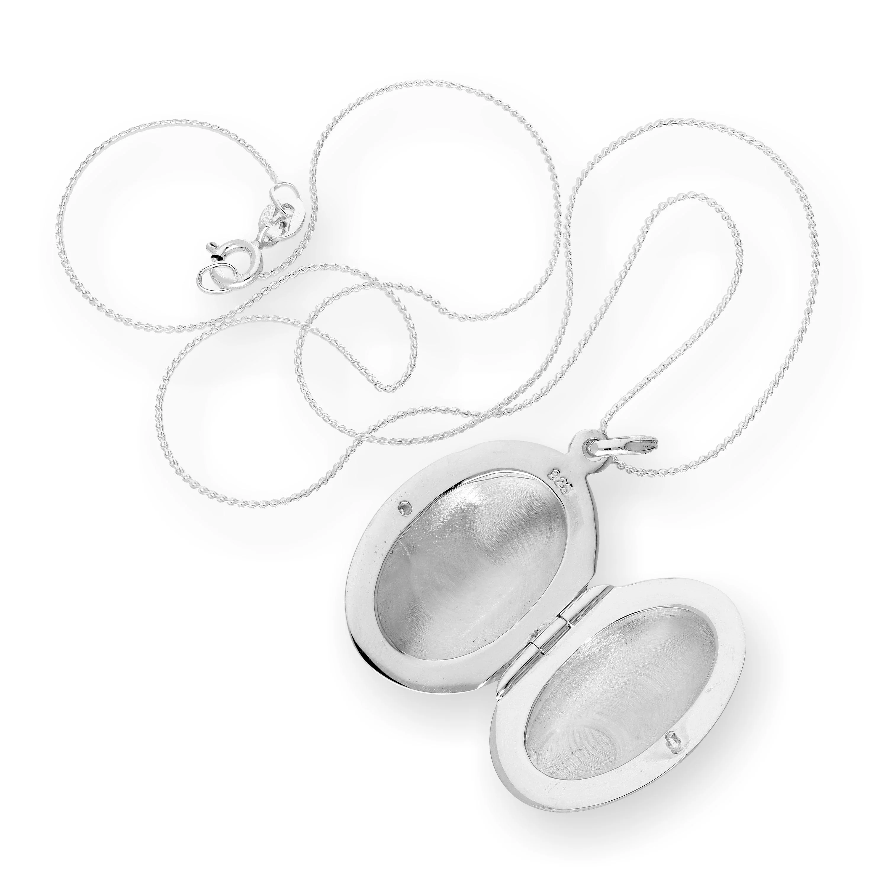Sterling Silver Engraved Oval Locket on Chain 16 - 22 Inches - Image 3