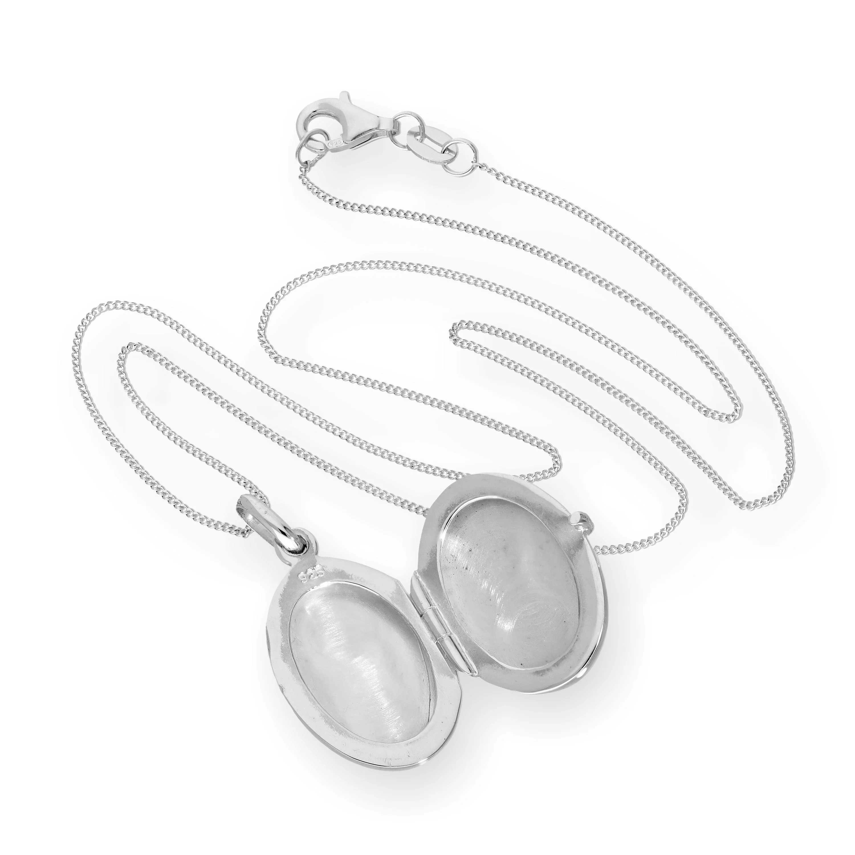 Sterling Silver Engraved Oval Locket on Chain 16 - 22 Inches - Image 3