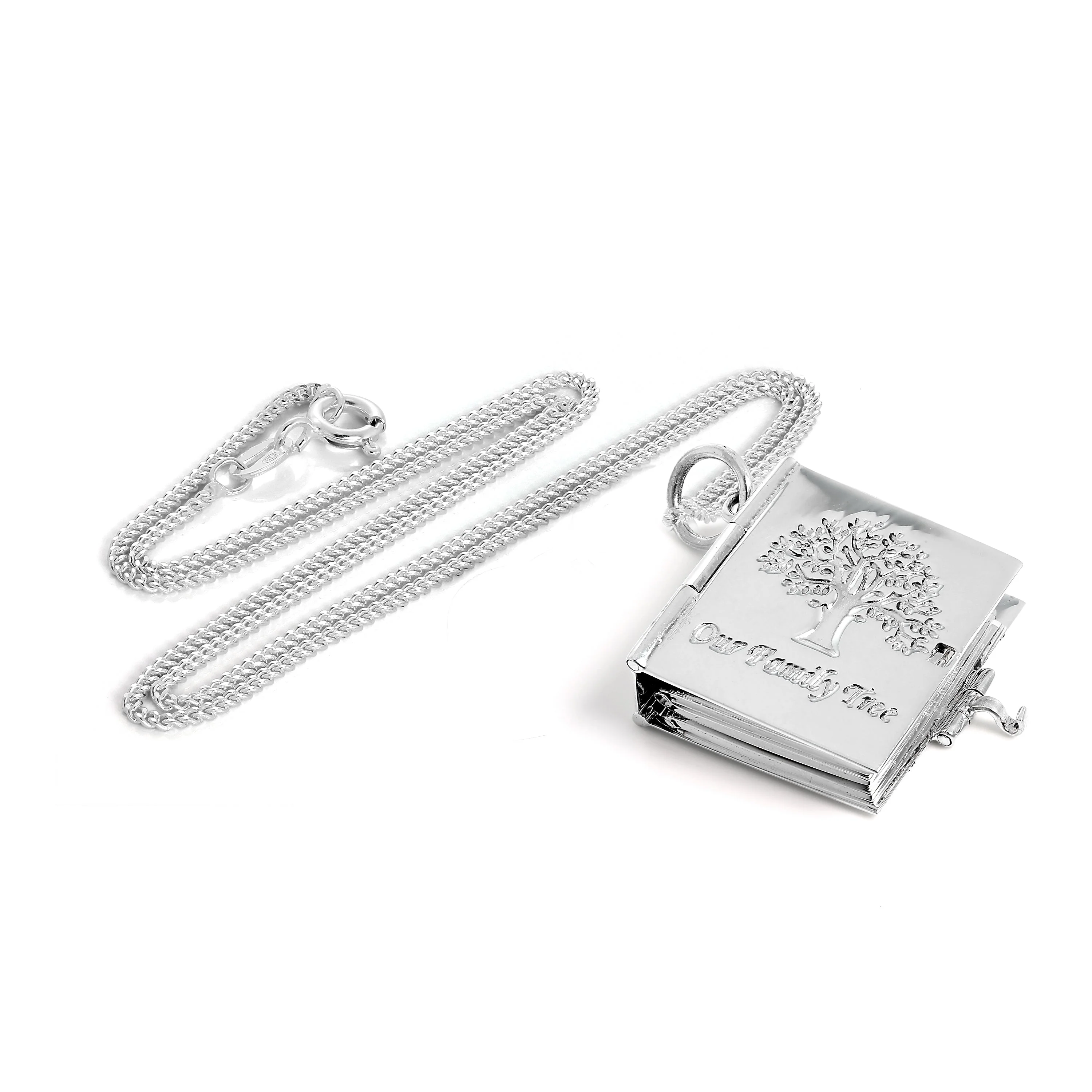 Sterling Silver Family Tree 6 Photo Locket Book on Chain - Image 3